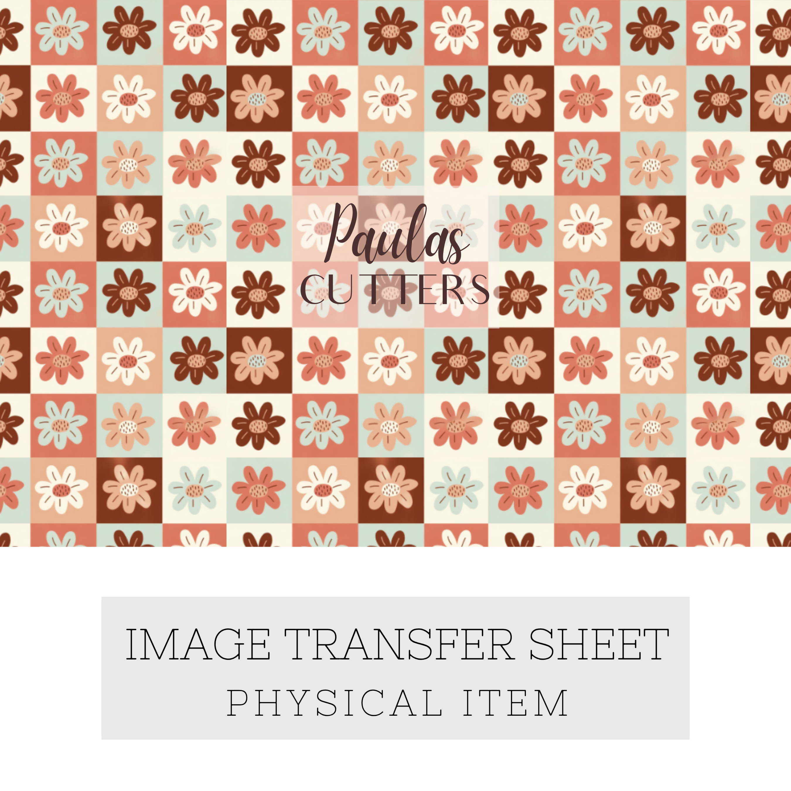 Polymer Clay Transfer Paper for Clay Earrings – Retro Daisy Checker Pattern Texture Sheet Jewelry Making – TP-565