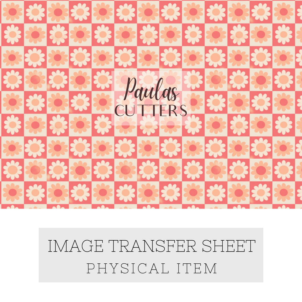 Polymer Clay Transfer Paper for Clay Earrings – Peach Daisy Tile Pattern Texture Sheet for Jewelry Making – TP-566