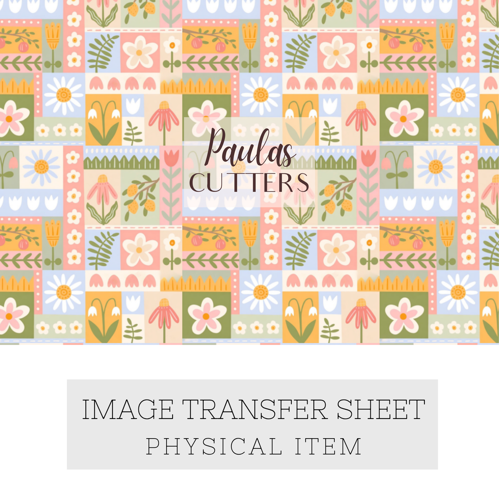 Polymer Clay Transfer Paper – Retro Floral Patchwork Pattern for Earrings & Jewelry Making – TP-574