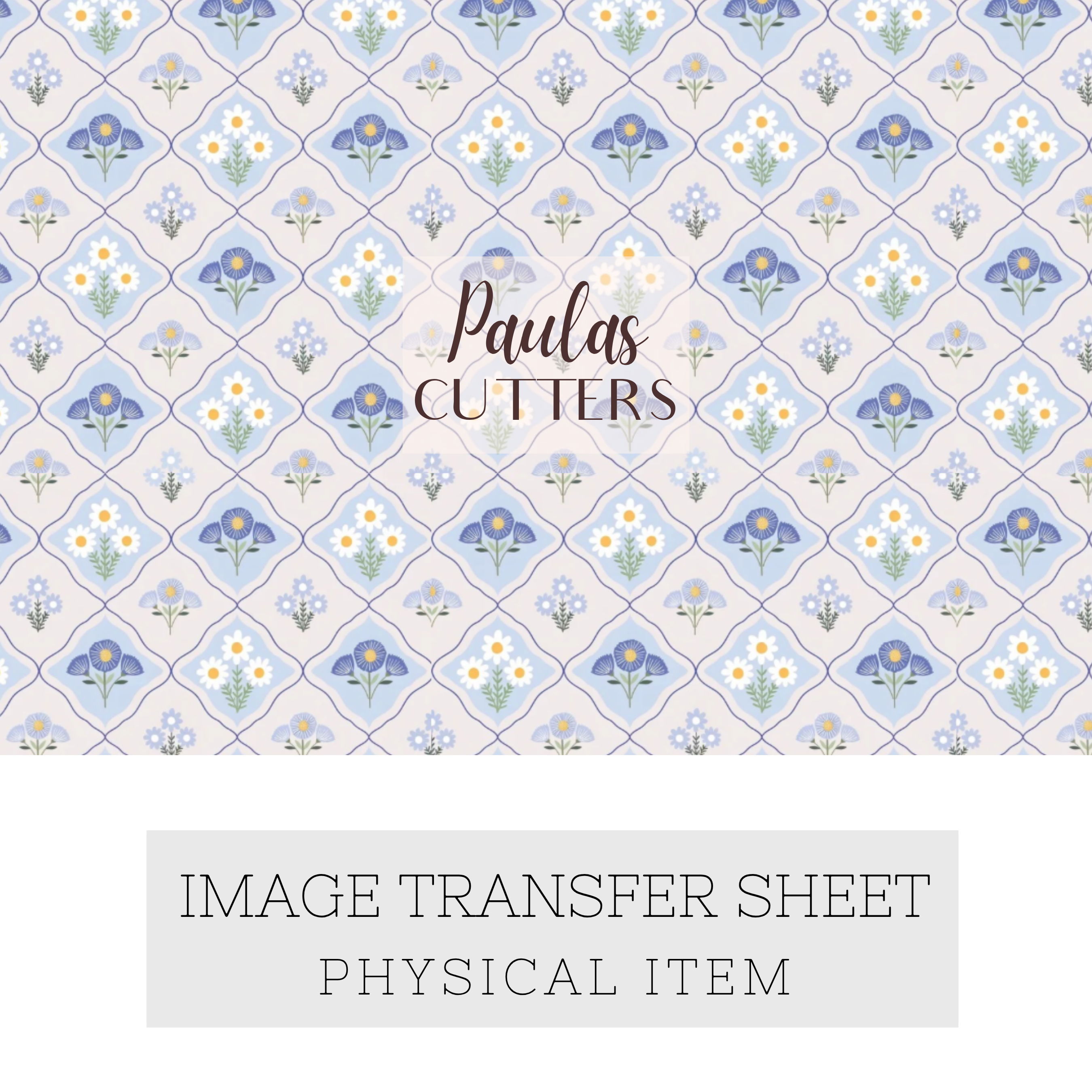 Polymer Clay Transfer Paper – Blue Vintage Tile Pattern for Earrings & Jewelry Making – TP-582