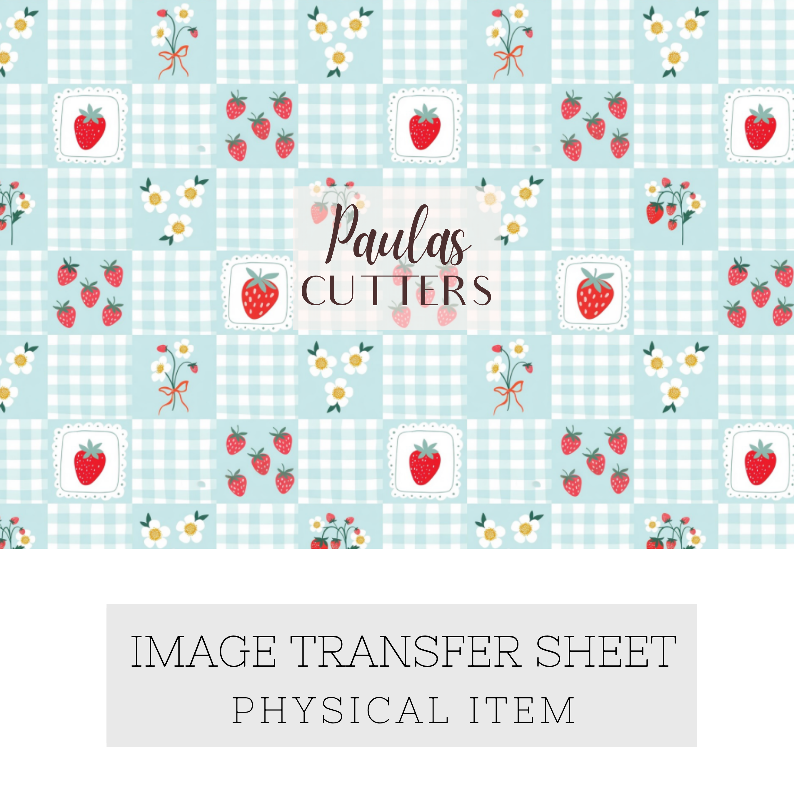 Polymer Clay Transfer Paper – Strawberry Gingham Pattern for Earrings & DIY Jewelry – TP-584