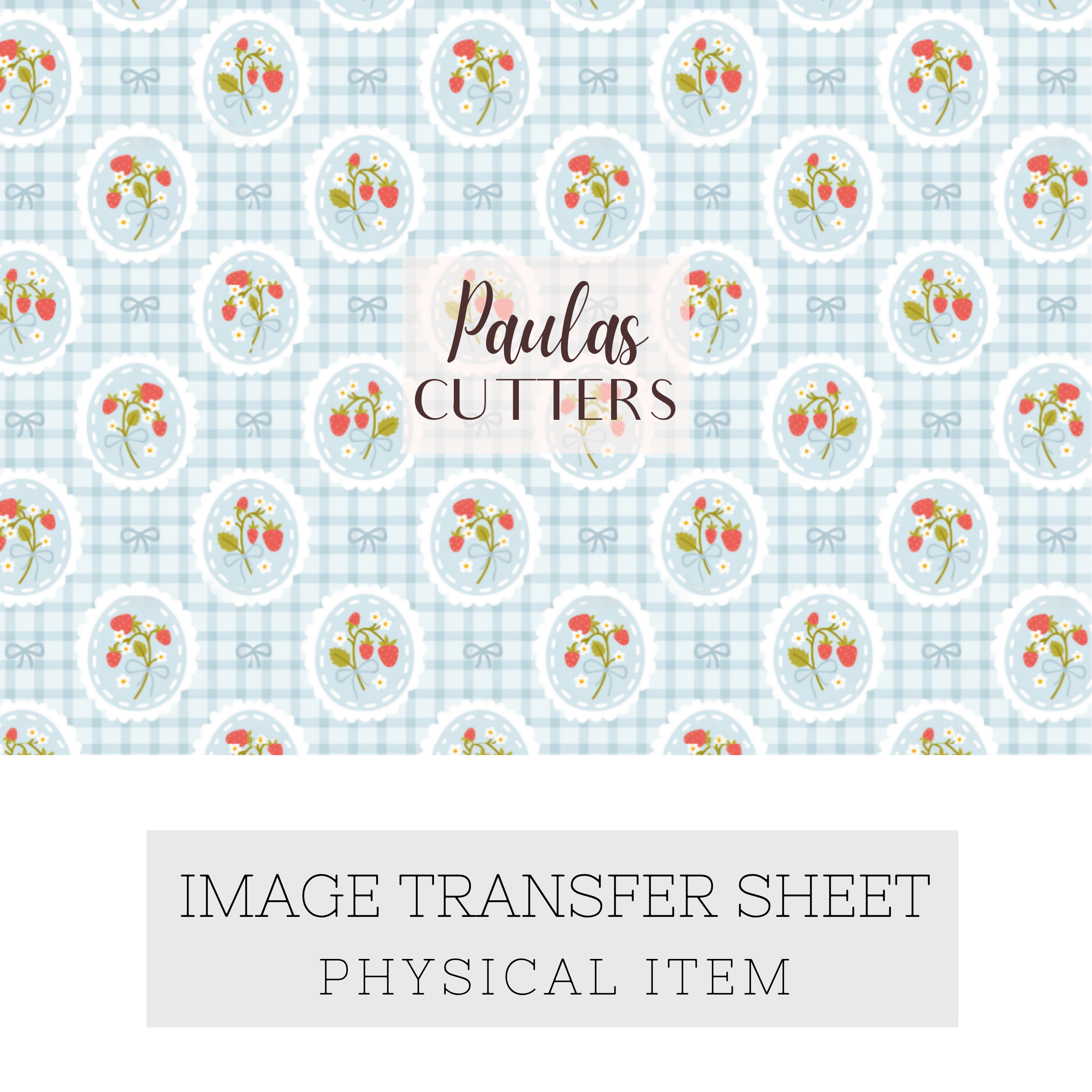 Polymer Clay Transfer Paper – Blue Strawberry Circle Pattern for Earrings & Jewelry Making – TP-588