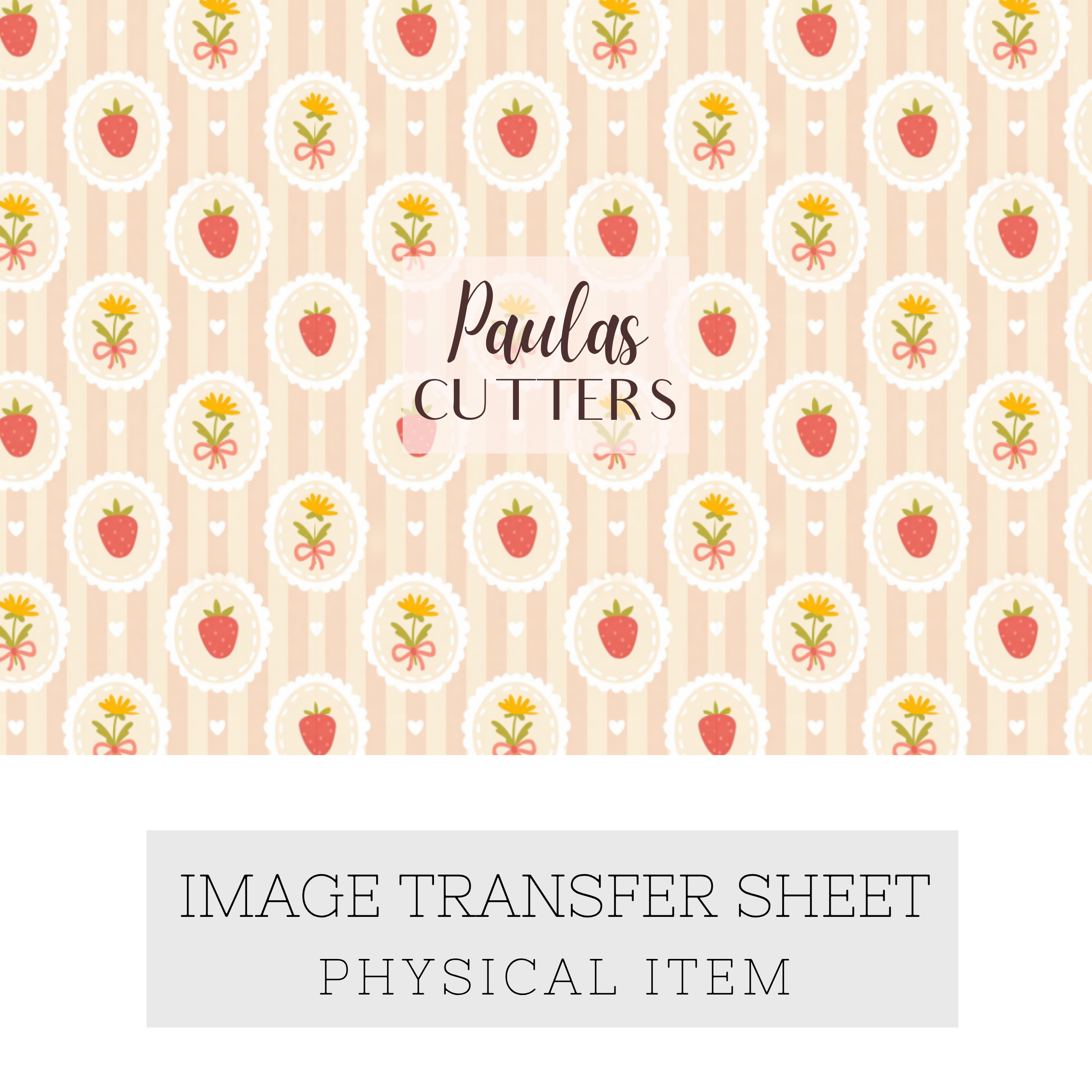 Polymer Clay Transfer Paper – Beige Strawberry Stripe Pattern for Earrings & Jewelry Making – TP-589