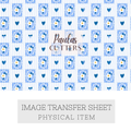Polymer Clay Transfer Paper – Blue Daisy Heart Pattern for Earrings & Jewelry Making – TP-590