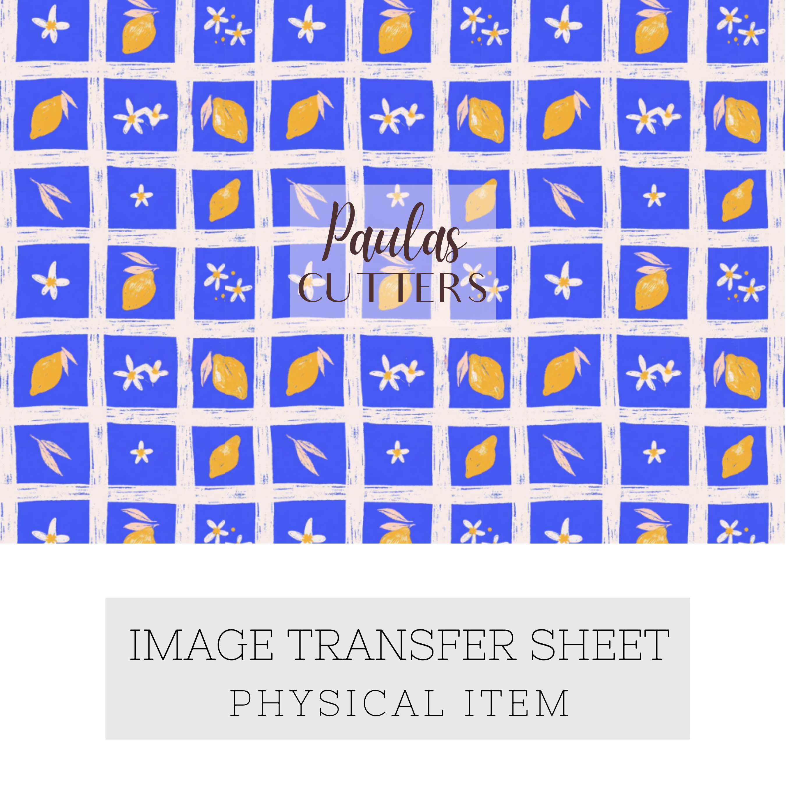 Polymer Clay Transfer Paper – Blue Lemon Tile Pattern for Earrings & Jewelry Making – TP-593