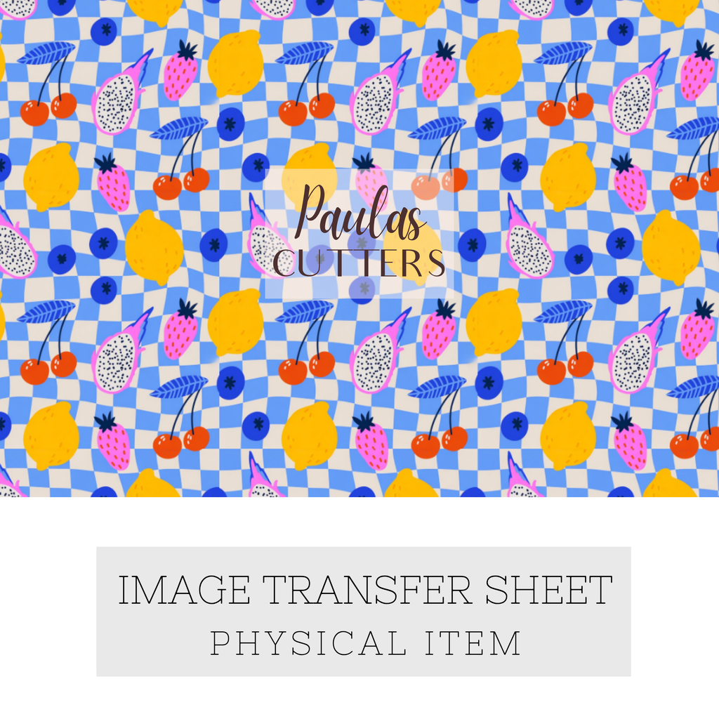 Polymer Clay Transfer Paper – Colorful Fruit Checker Pattern for Earrings & Jewelry Making – TP-594
