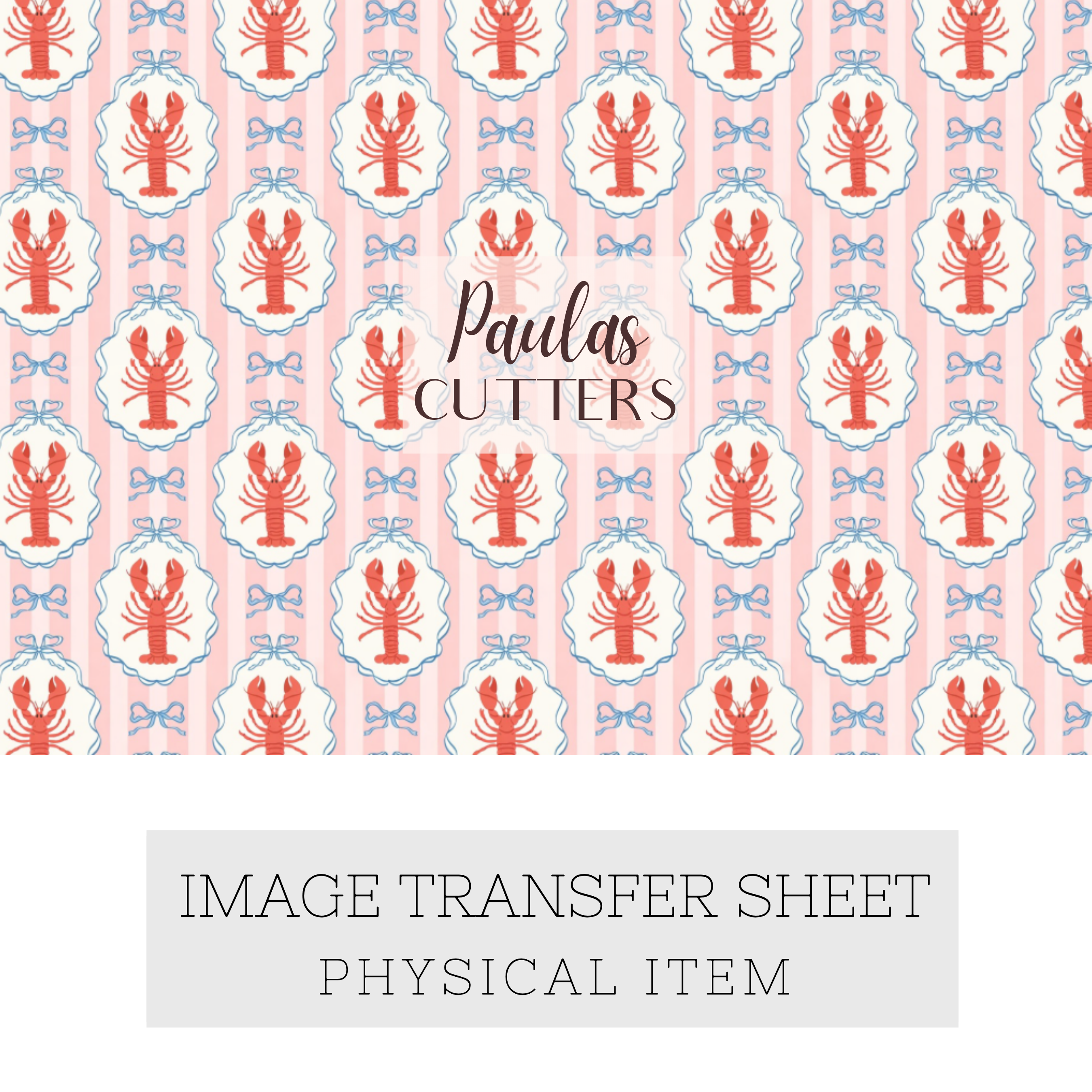 Polymer Clay Transfer Paper – Pink Lobster Stripe Pattern for Earrings & Jewelry Making – TP-598