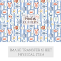 Polymer Clay Transfer Paper – Blue Seafood Plate Pattern for Earrings & Jewelry Making – TP-599