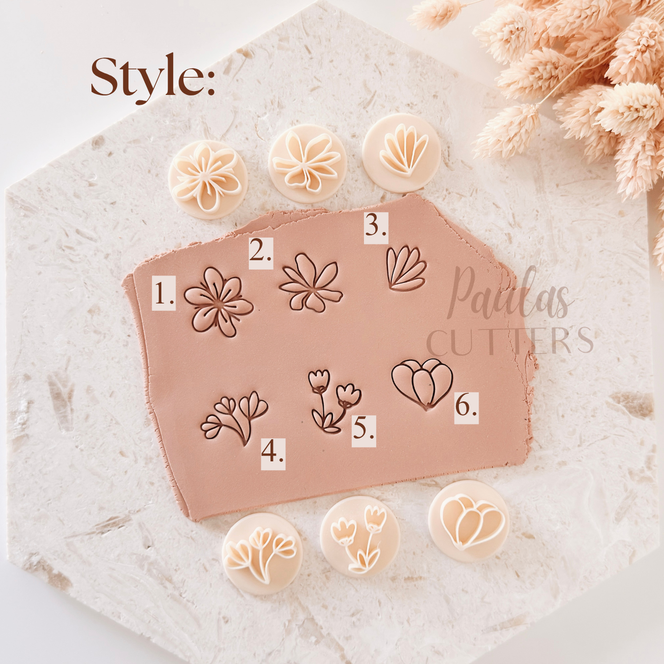 Polymer Clay Cutter, Flower Stamp Tool, Mini Floral Embossing Tool, Clay Tool for Jewelry Making, D-29
