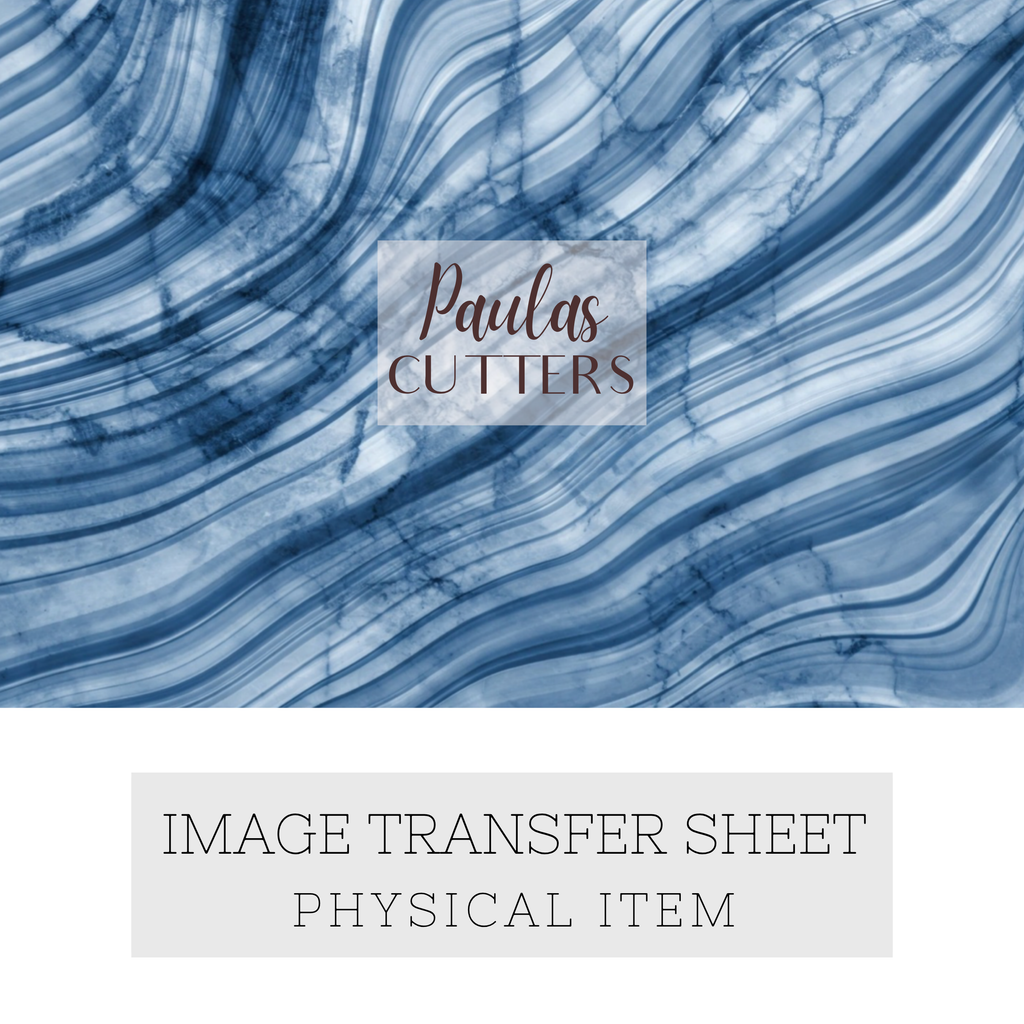 Polymer Clay Transfer Paper – Blue Stone Marble Fluid Line Texture Design for Earrings & Jewelry Making – TP-476