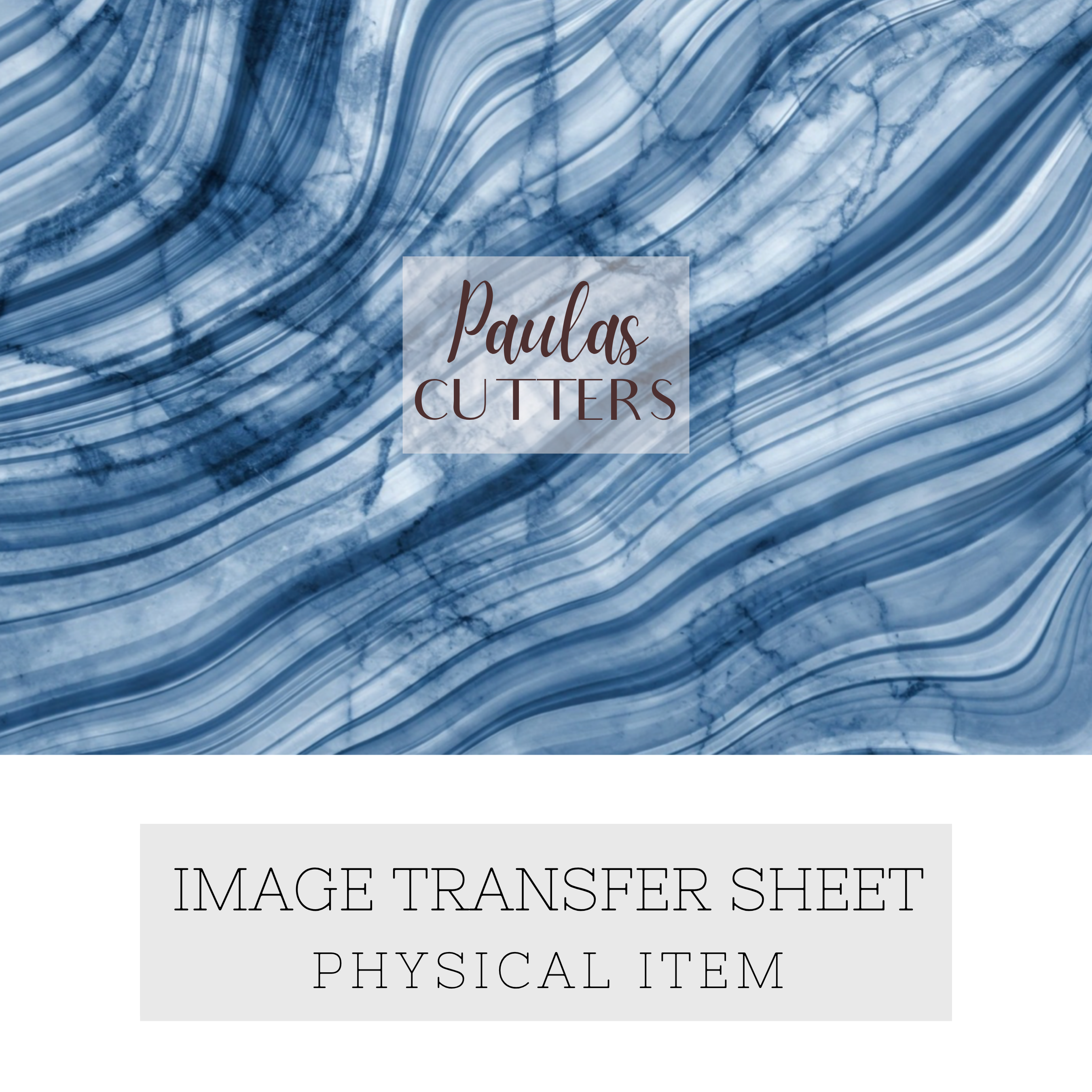 Polymer Clay Transfer Paper – Blue Stone Marble Fluid Line Texture Design for Earrings & Jewelry Making – TP-476