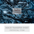 Polymer Clay Transfer Paper – Deep Blue Black Fluid Marble Swirl Design for Earrings & Jewelry Making – TP-478