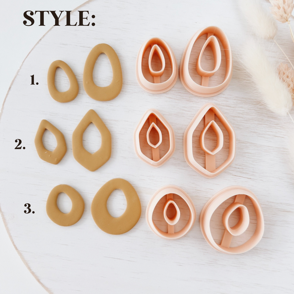Polymer Clay Cutter Set, Teardrop Earrings Shapes Bundle, 3D Printed Clay Cutter Tool for Jewelry Making, Geometric Design, ZC-22