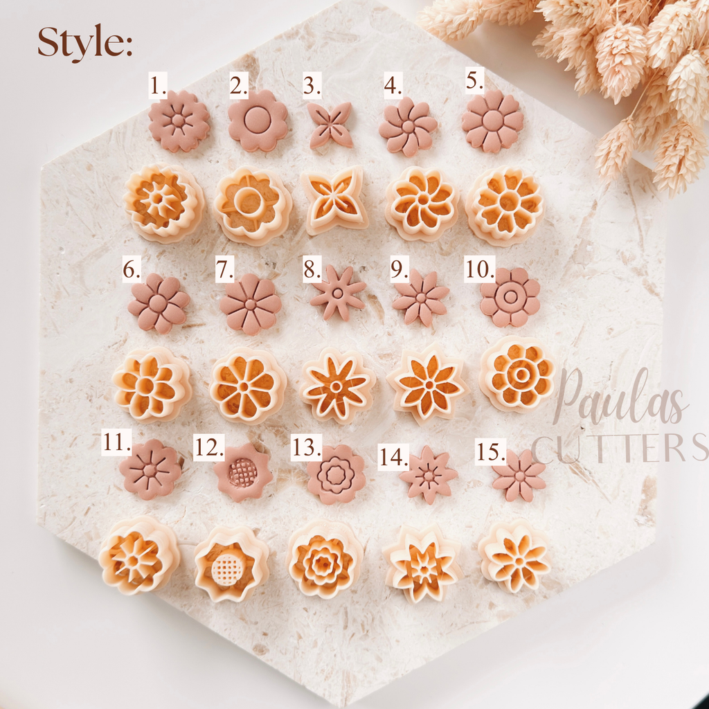 Polymer Clay Cutter, Mini Flower Shapes, Tiny Floral Earring Cutter Tool, Clay Cutter for Jewelry Making, C-16