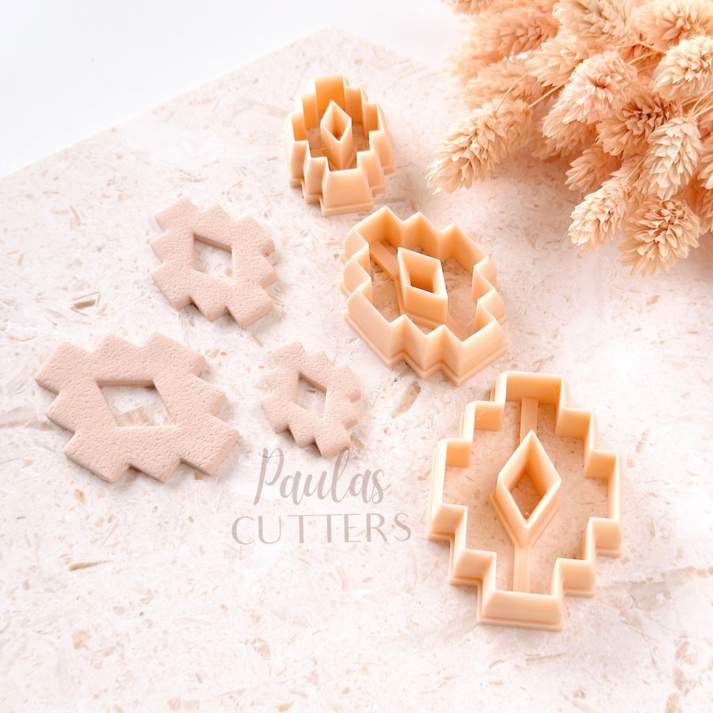 Polymer Clay Cutter, Geometric Shapes, Pixel Earring Cutter Tool, Clay Cutters for Jewelry Making, H-13