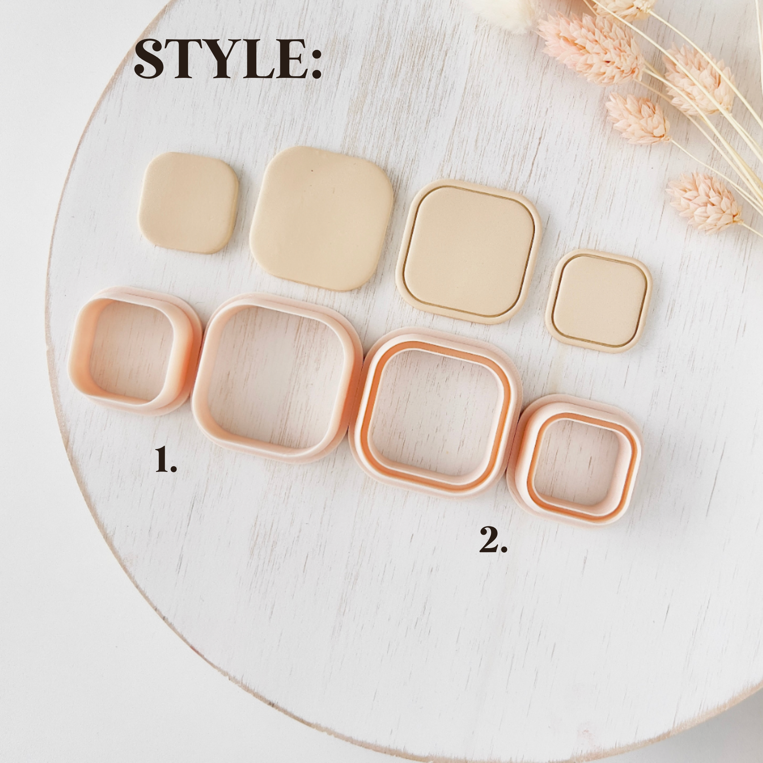 Polymer Clay Cutter, Rounded Square Shapes for Earrings, Modern Clay Cutter Tool for Jewelry Making, Soft Edge Design, T-06