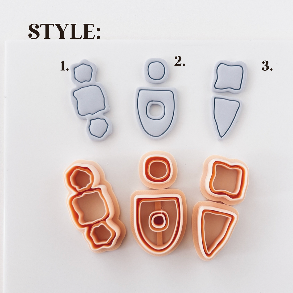 Polymer Clay Cutter Set, Abstract Earrings Shapes Variety, 3D Printed Clay Cutter Tool, Modern Mix Design, ZA-22 / ZA-23 / ZA-24