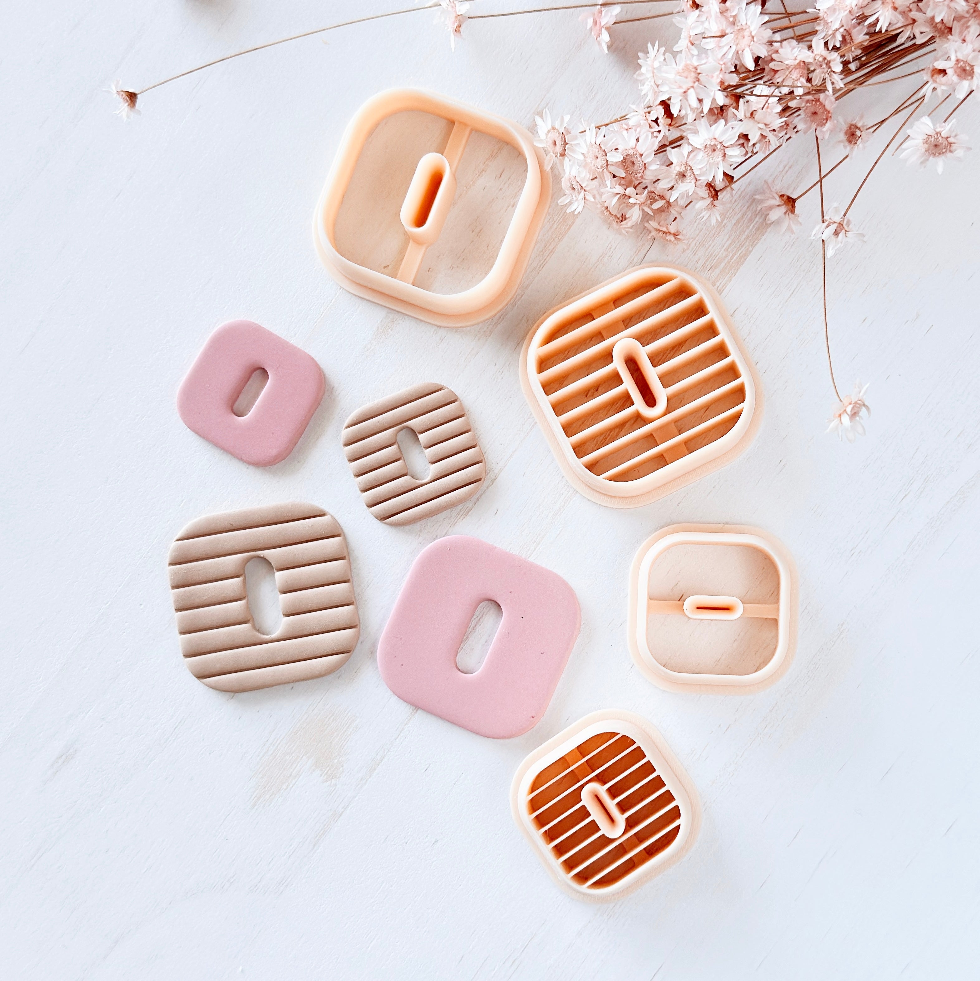 Polymer Clay Cutter, Rounded Square Shapes for Earrings, Modern Clay Cutter Tool for Jewelry Making, Soft Edge Design, T-06