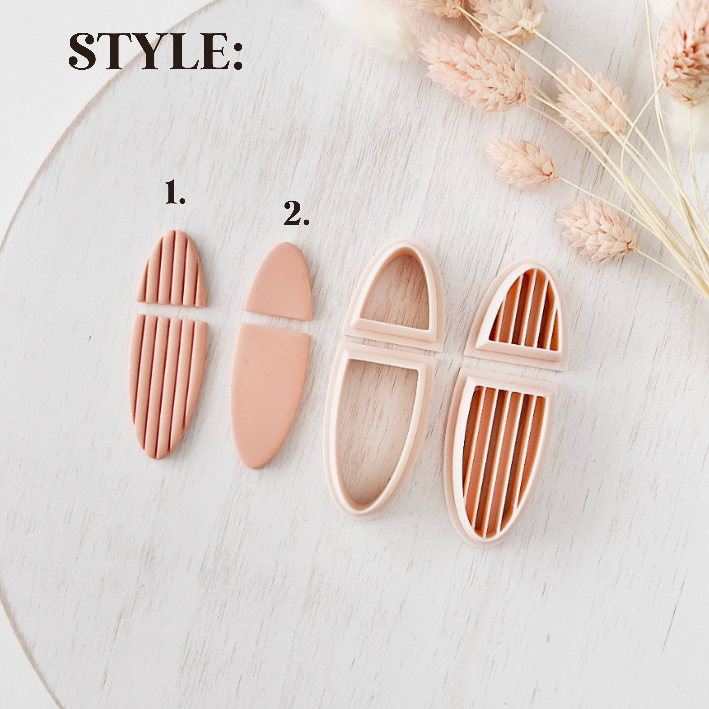 Polymer Clay Cutter, Oval and Textured Shapes Set for Earrings, Modern Clay Cutter Tool for Jewelry Making, Ribbed Design, T-09