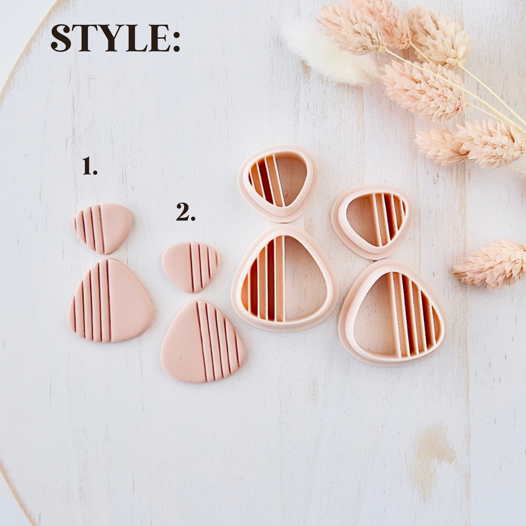 Polymer Clay Cutter, Textured Drop Shapes for Earrings, Modern Clay Cutter Tool for Jewelry Making, Ribbed Design, S-11