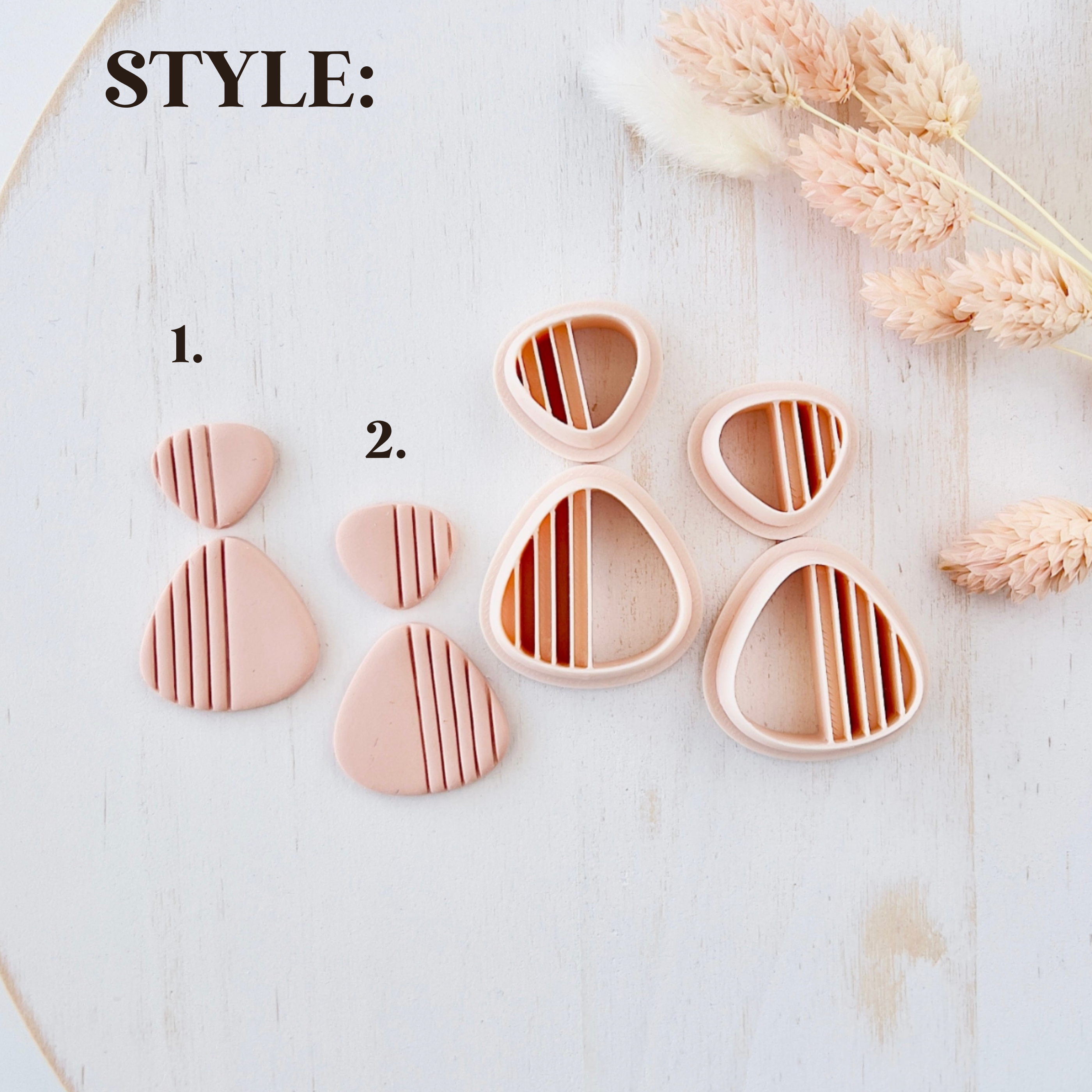 Polymer Clay Cutter, Textured Drop Shapes for Earrings, Modern Clay Cutter Tool for Jewelry Making, Ribbed Design, S-11