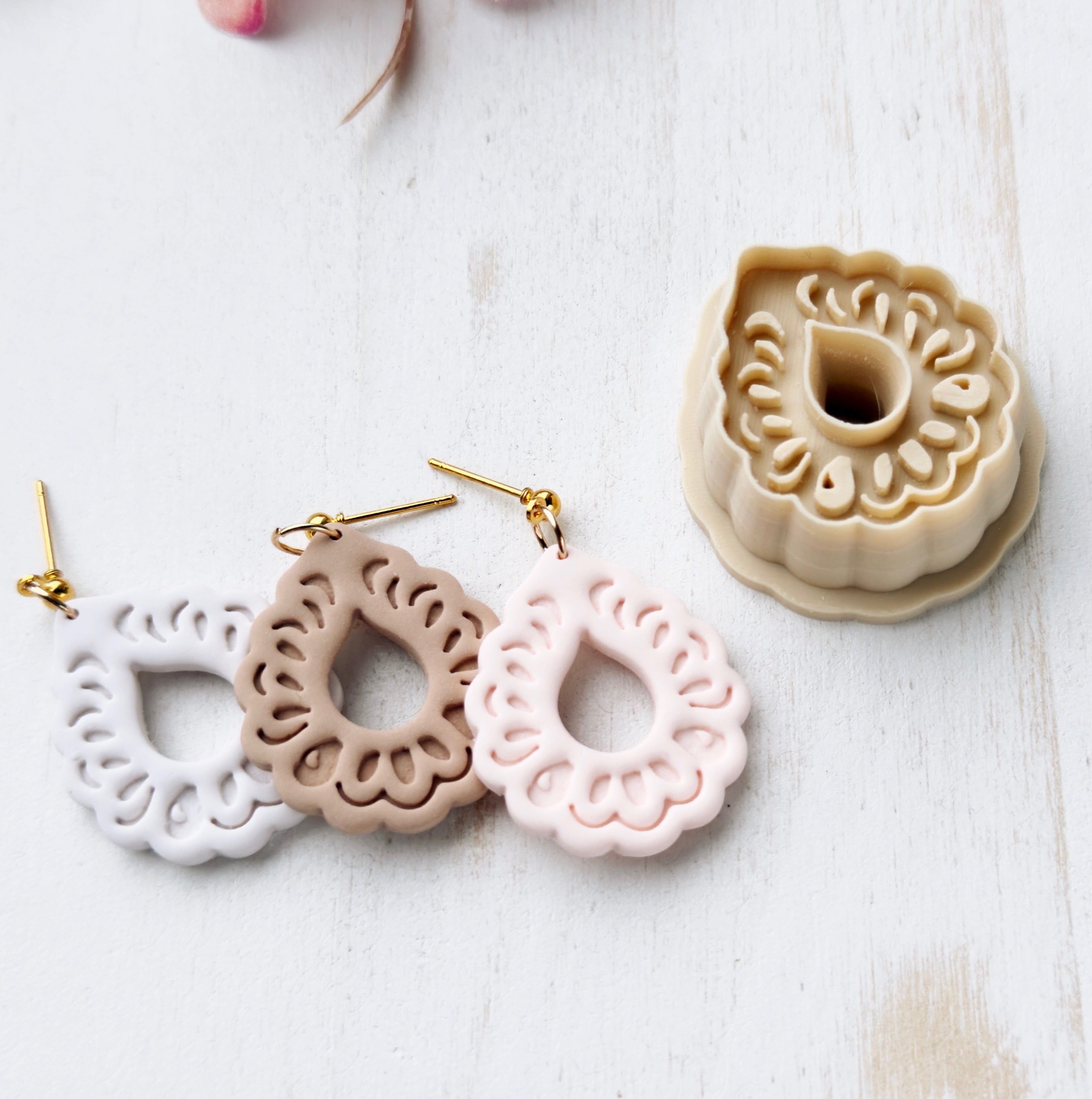 High quality polymer clay cutter creating clean sharp cuts for earrings and jewelry making