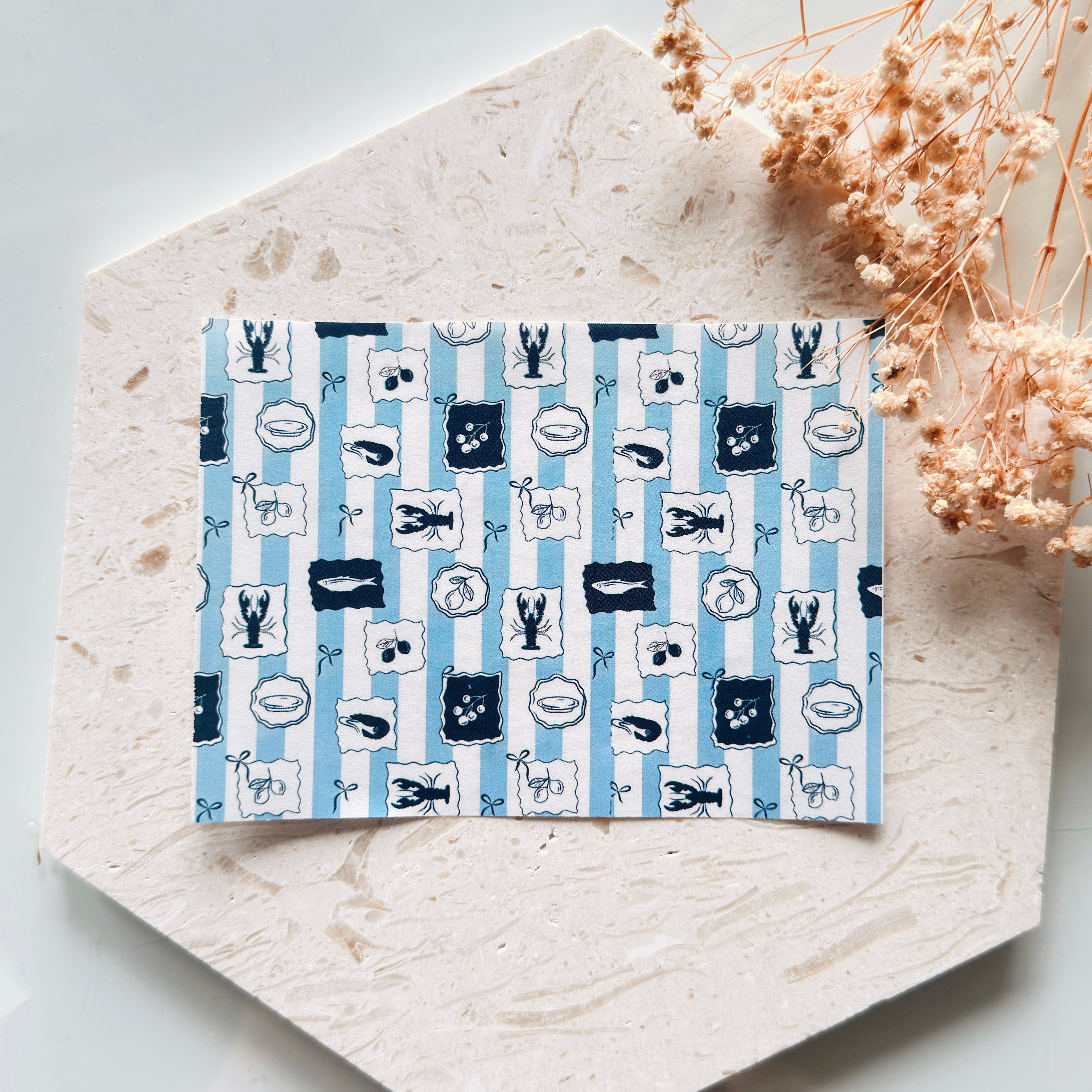 Polymer Clay Transfer Paper – Blue Coastal Marine Pattern for Earrings & Jewelry Making – TP-601