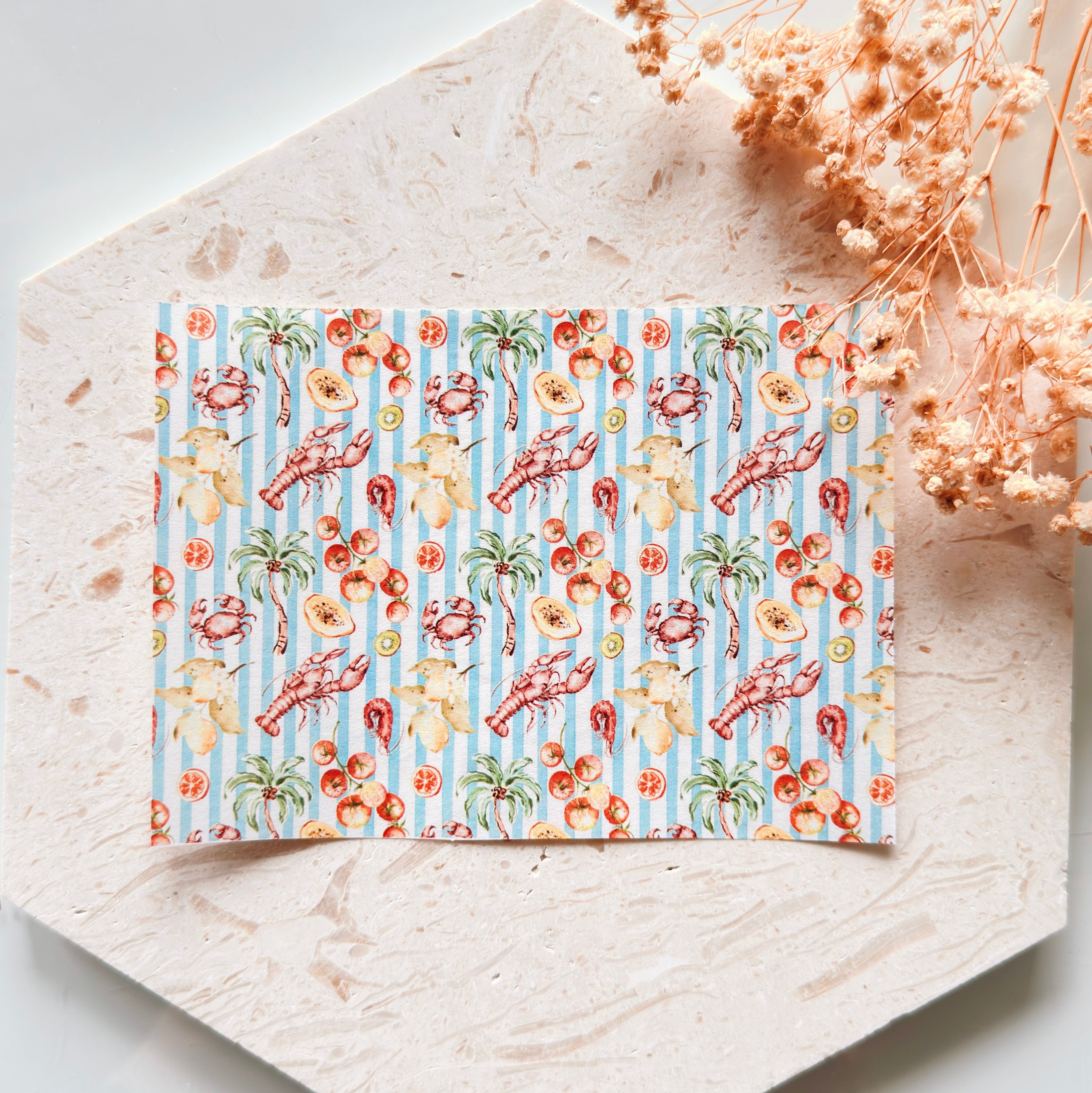 Polymer Clay Transfer Paper – Tropical Seafood Pattern for Earrings & Jewelry Making – TP-597