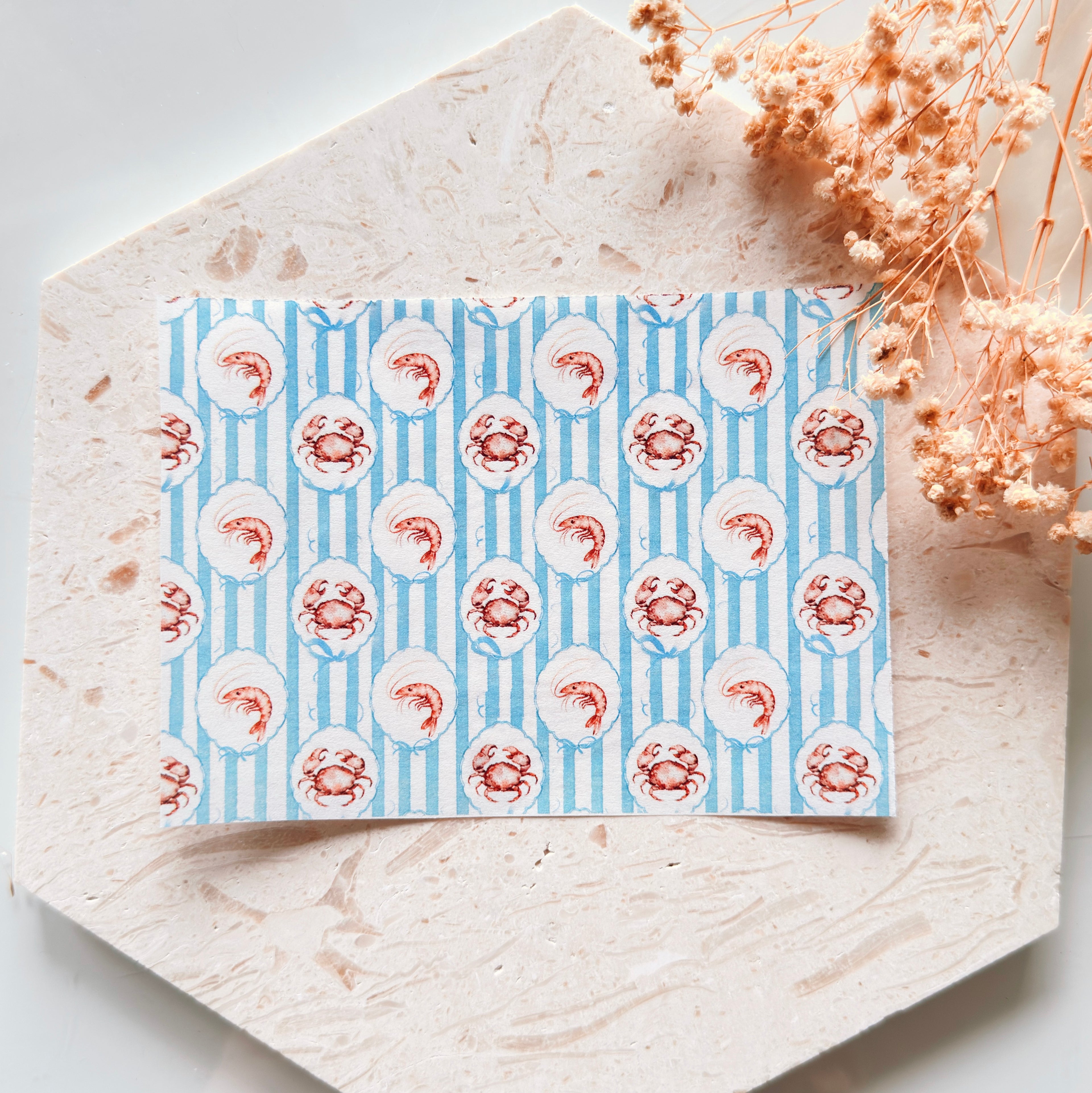 Polymer Clay Transfer Paper – Crab Stripe Coastal Pattern for Earrings & Jewelry Making – TP-596