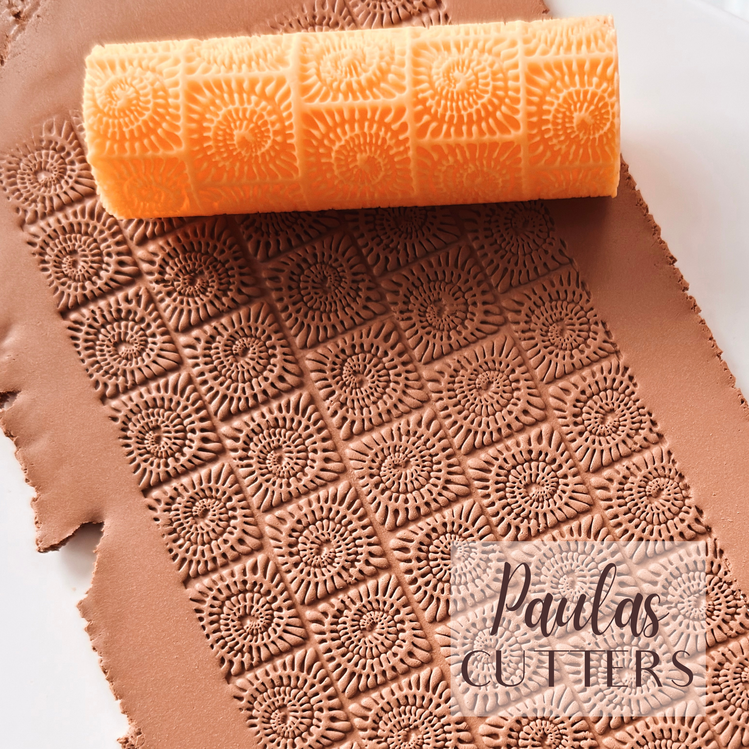 Rodillo texturizador de arcilla polimérica – Patrón de azulejo Sunburst – Herramienta de arcilla para pendientes y joyas – R-320