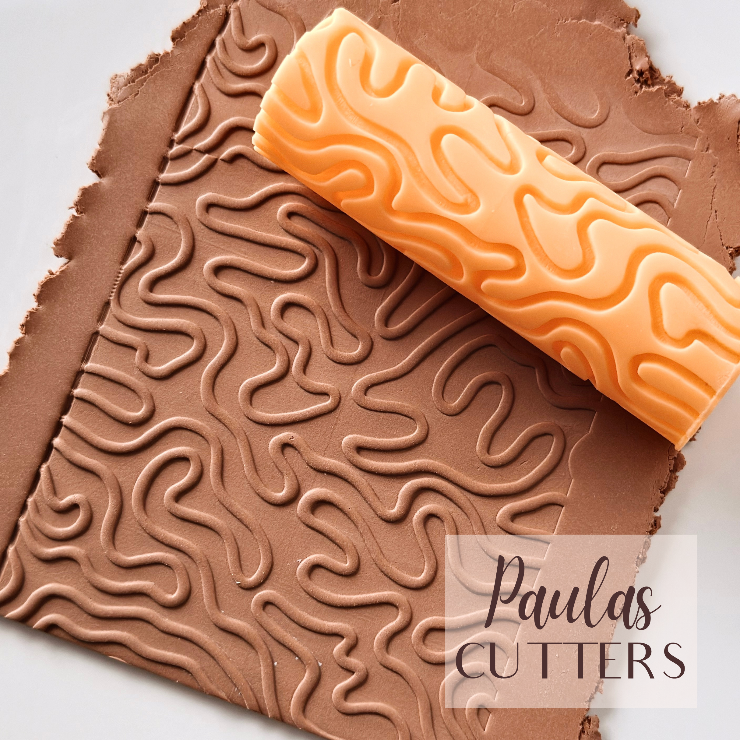 Rodillo Texturizador de Arcilla Polimérica – Diseño de Garabato Abstracto – Herramienta para Arcilla para Pendientes y Joyería – R-324