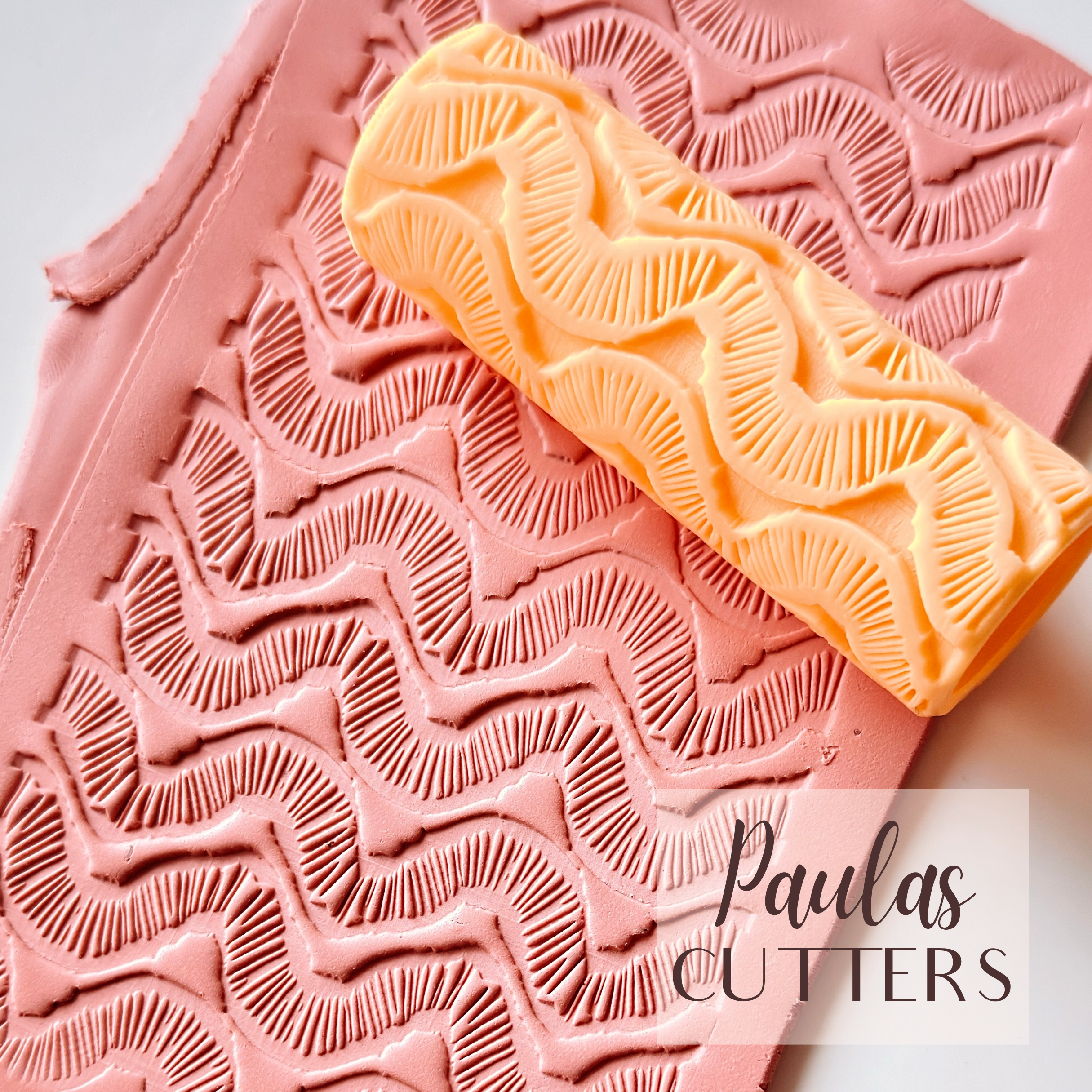 Rodillo de textura de arcilla polimérica – Patrón de zigzag ondulado – Herramienta para arcilla para pendientes y joyas – R-327