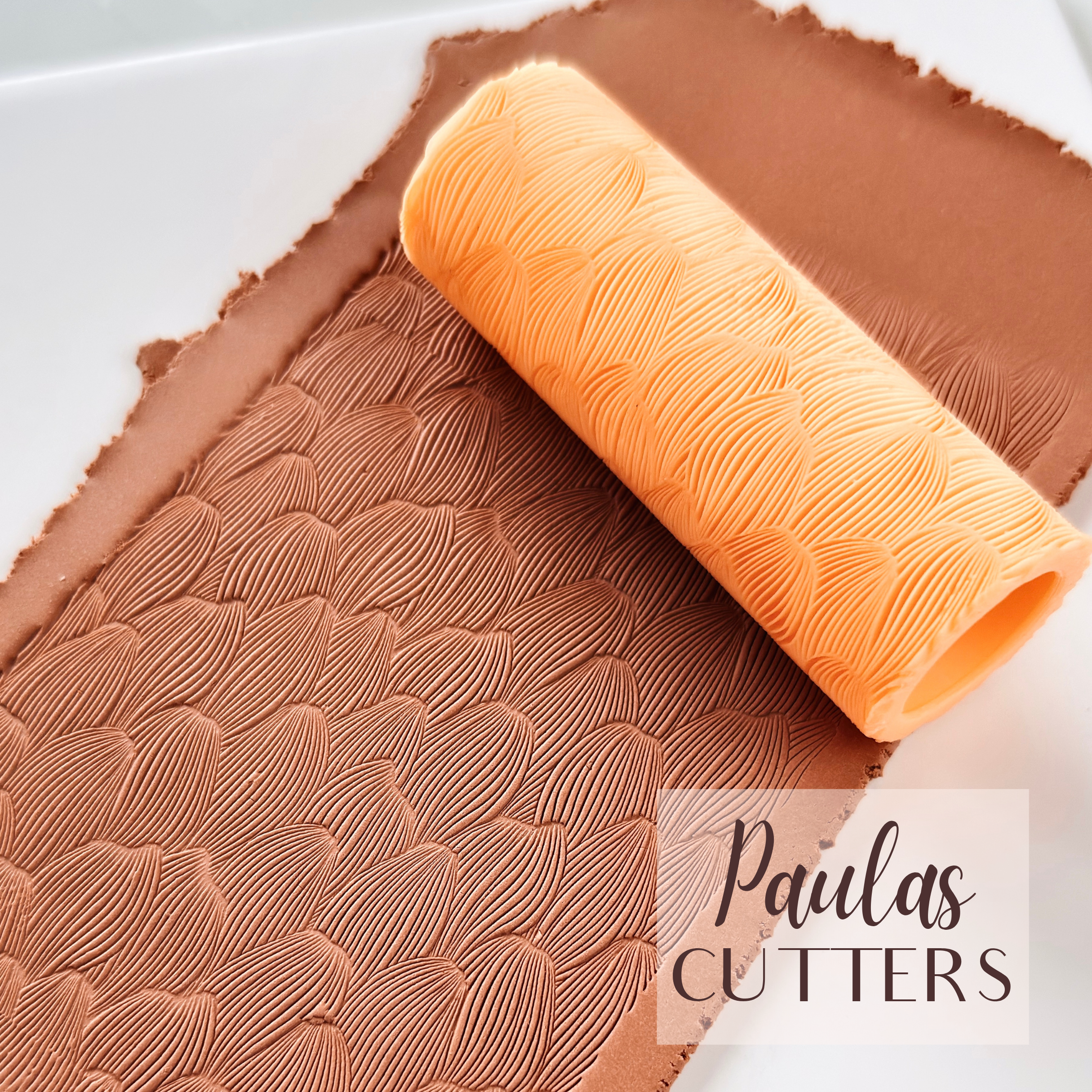 Rodillo texturizador para arcilla polimérica – Patrón de escamas de hojas – Herramienta para arcilla para pendientes y joyas – R-329