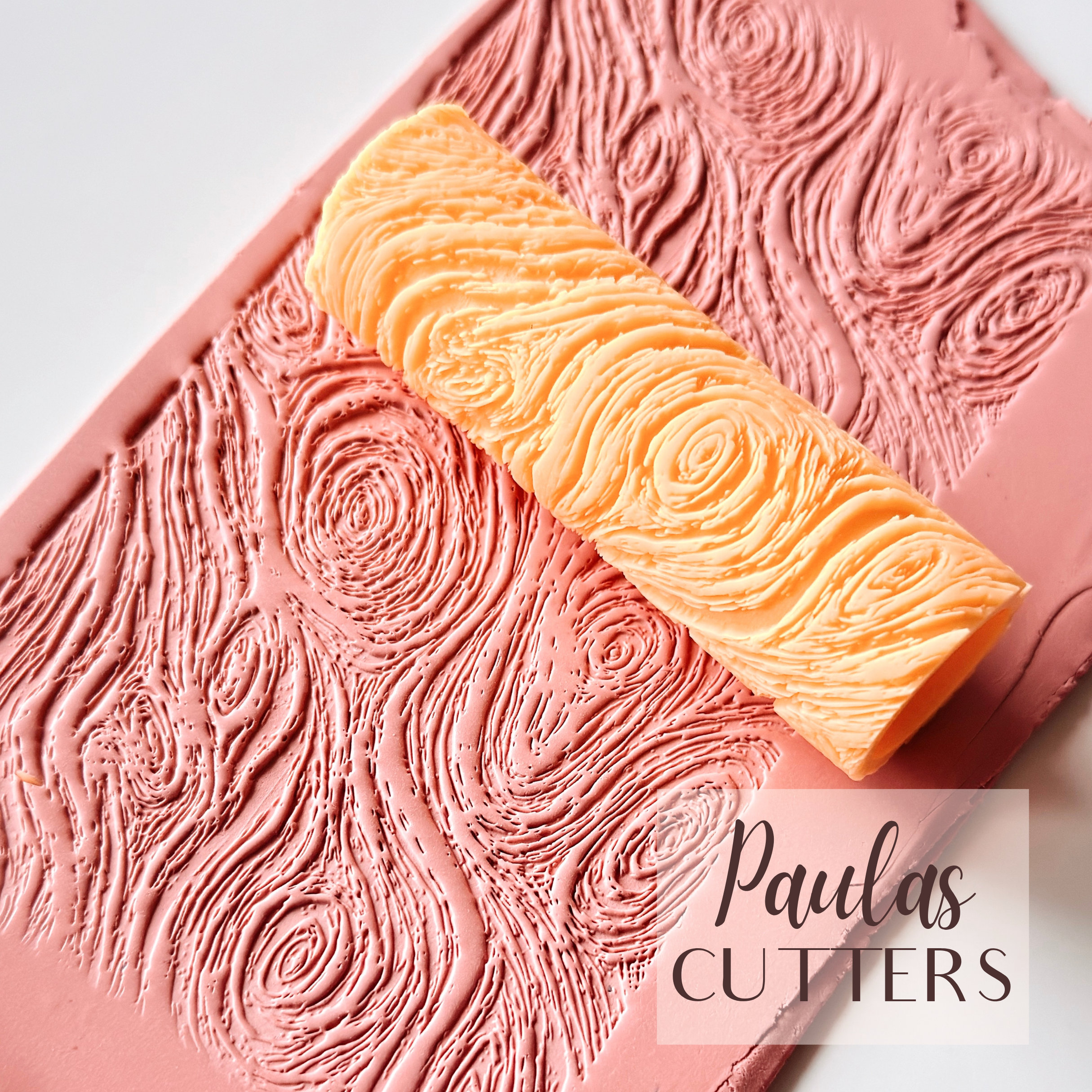 Rodillo texturizador para arcilla polimérica – Patrón de flujo de veta de madera – Herramienta para arcilla para pendientes y joyas – R-330