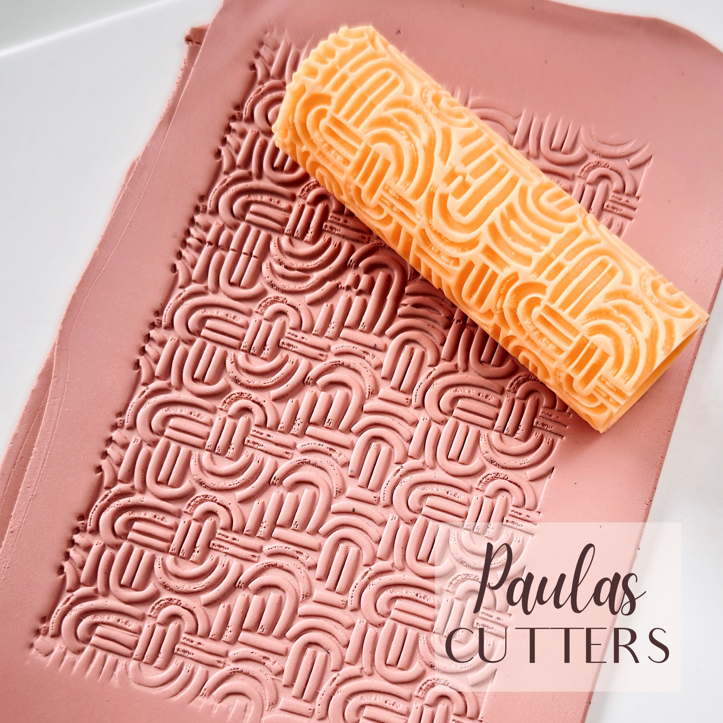 Rodillo texturizador de arcilla polimérica – Patrón de bucles entrelazados – Herramienta de arcilla para pendientes y joyería – R-331