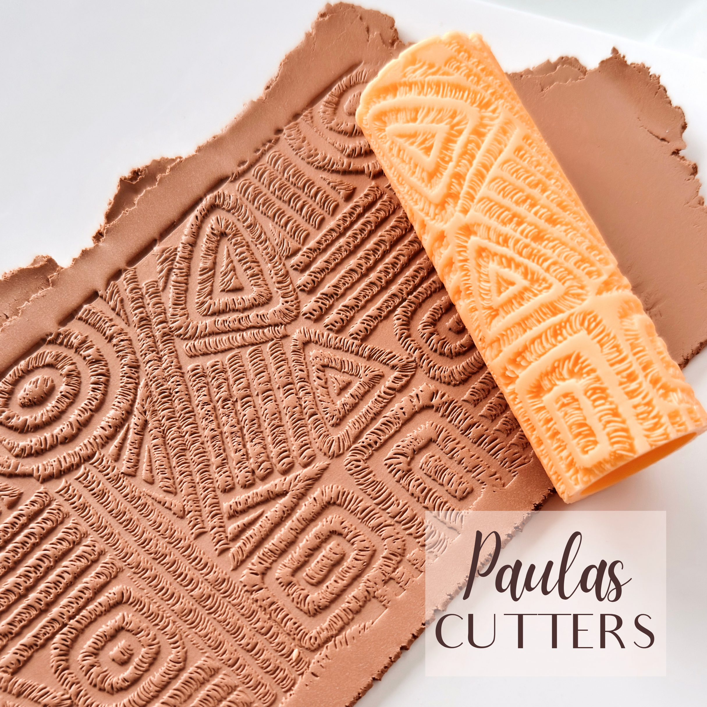 Rodillo texturizador de arcilla polimérica – Patrón de símbolos tribales – Herramienta de arcilla para pendientes y joyas – R-332