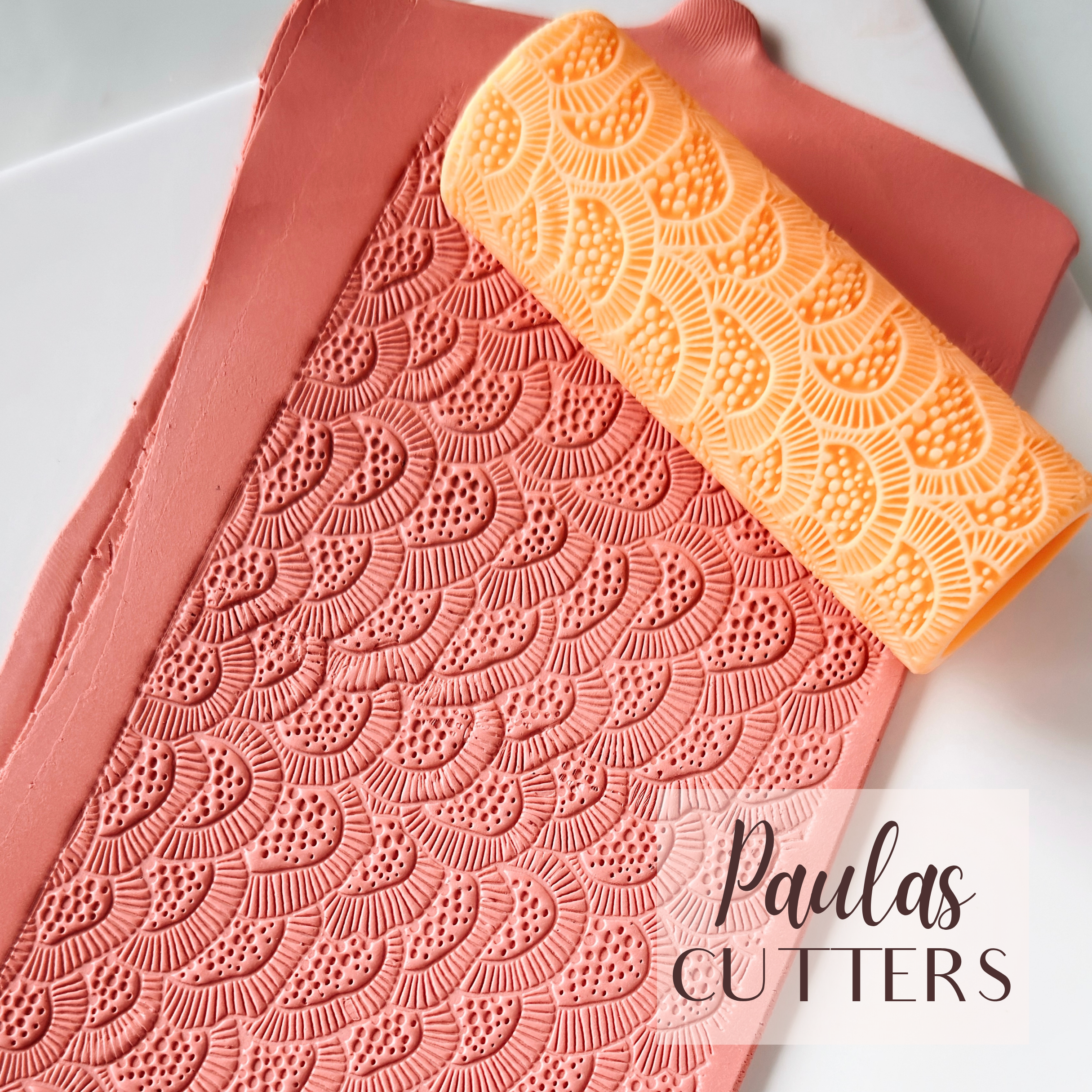 Rodillo texturizador de arcilla polimérica – Patrón de abanico festoneado – Herramienta de arcilla para pendientes y joyas – R-333