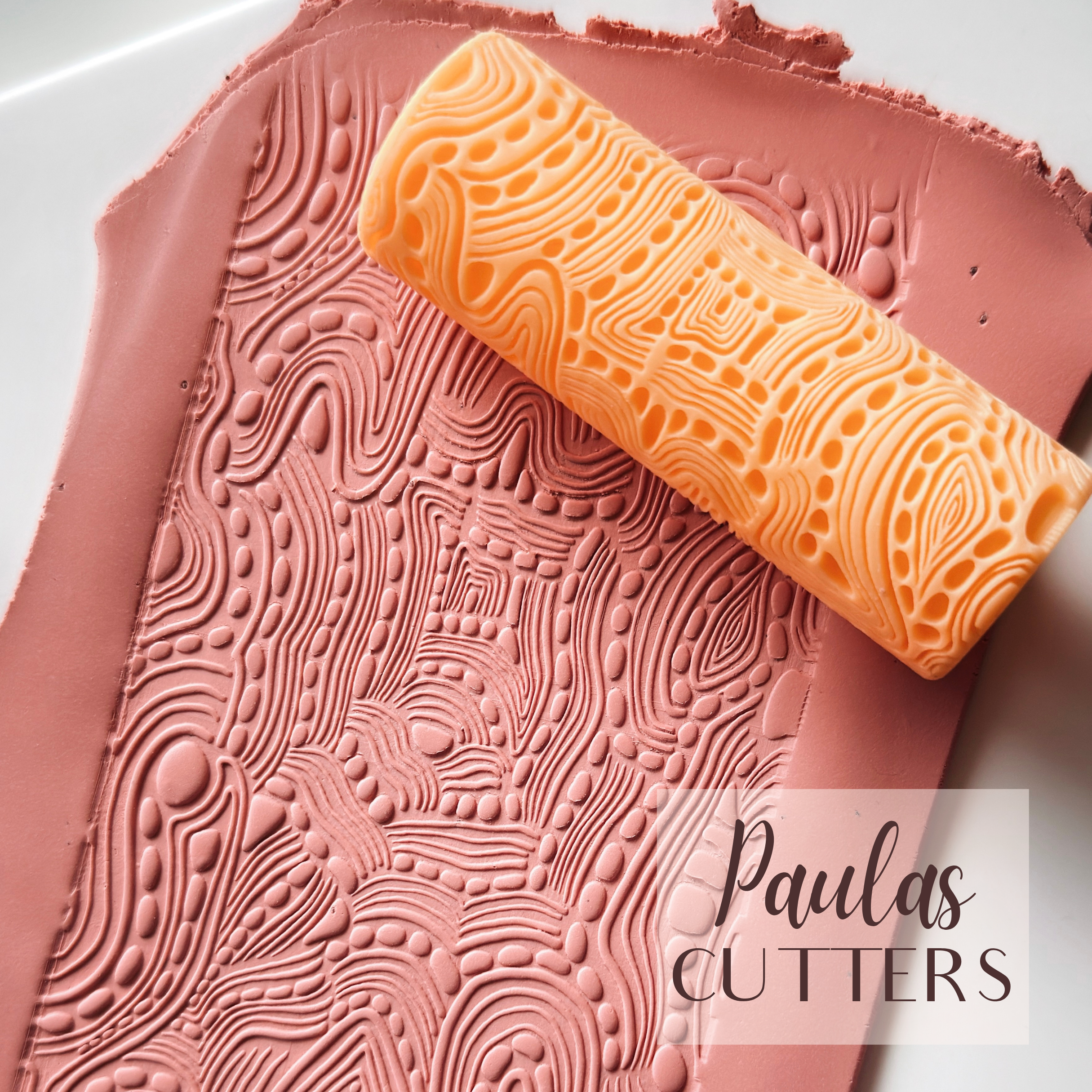 Rodillo texturizador de arcilla polimérica – Patrón de laberinto fluido – Herramienta para pendientes y joyas – R-339