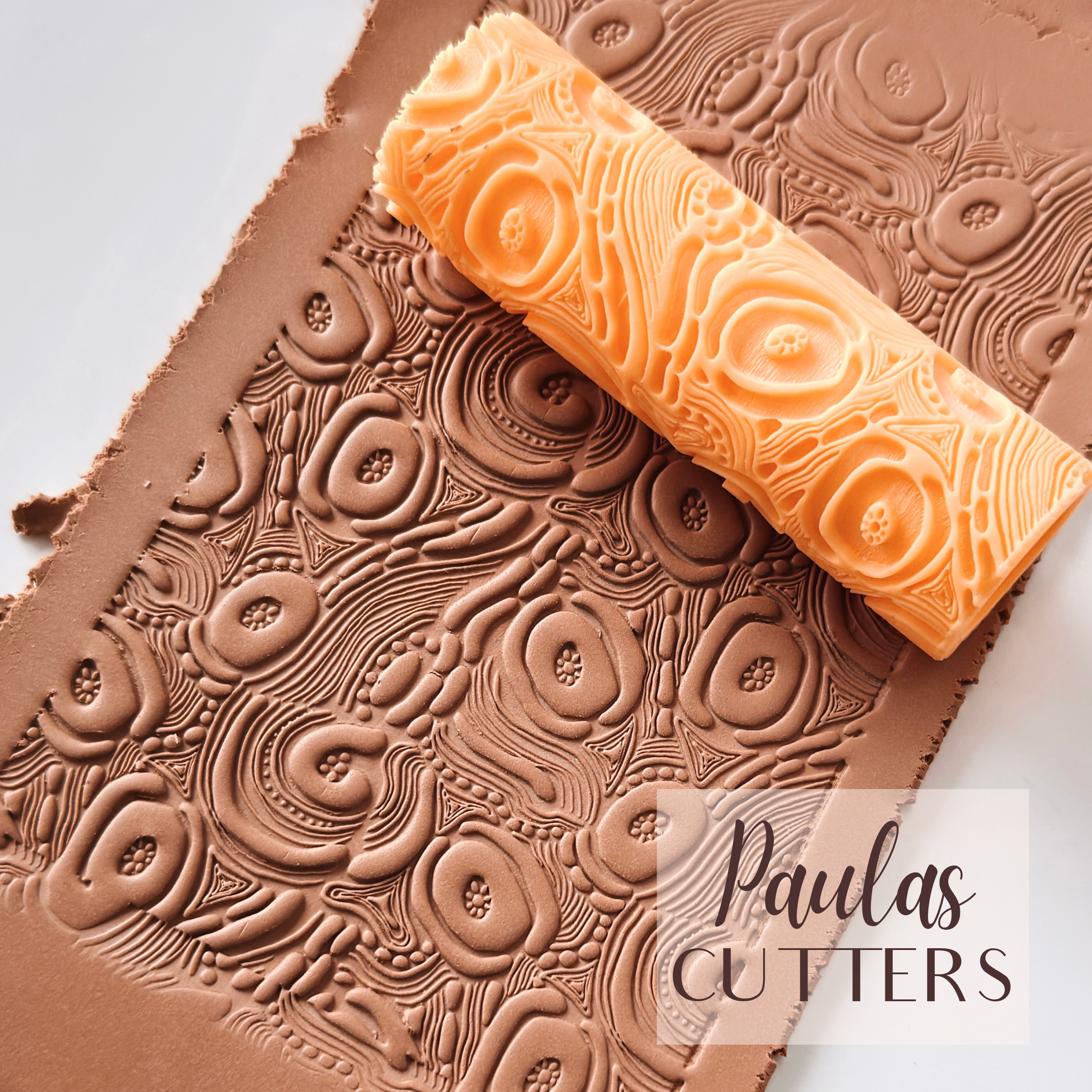 Rodillo texturizador de arcilla polimérica – Patrón de guijarros abstractos – Herramienta de arcilla para pendientes y joyas – R-340