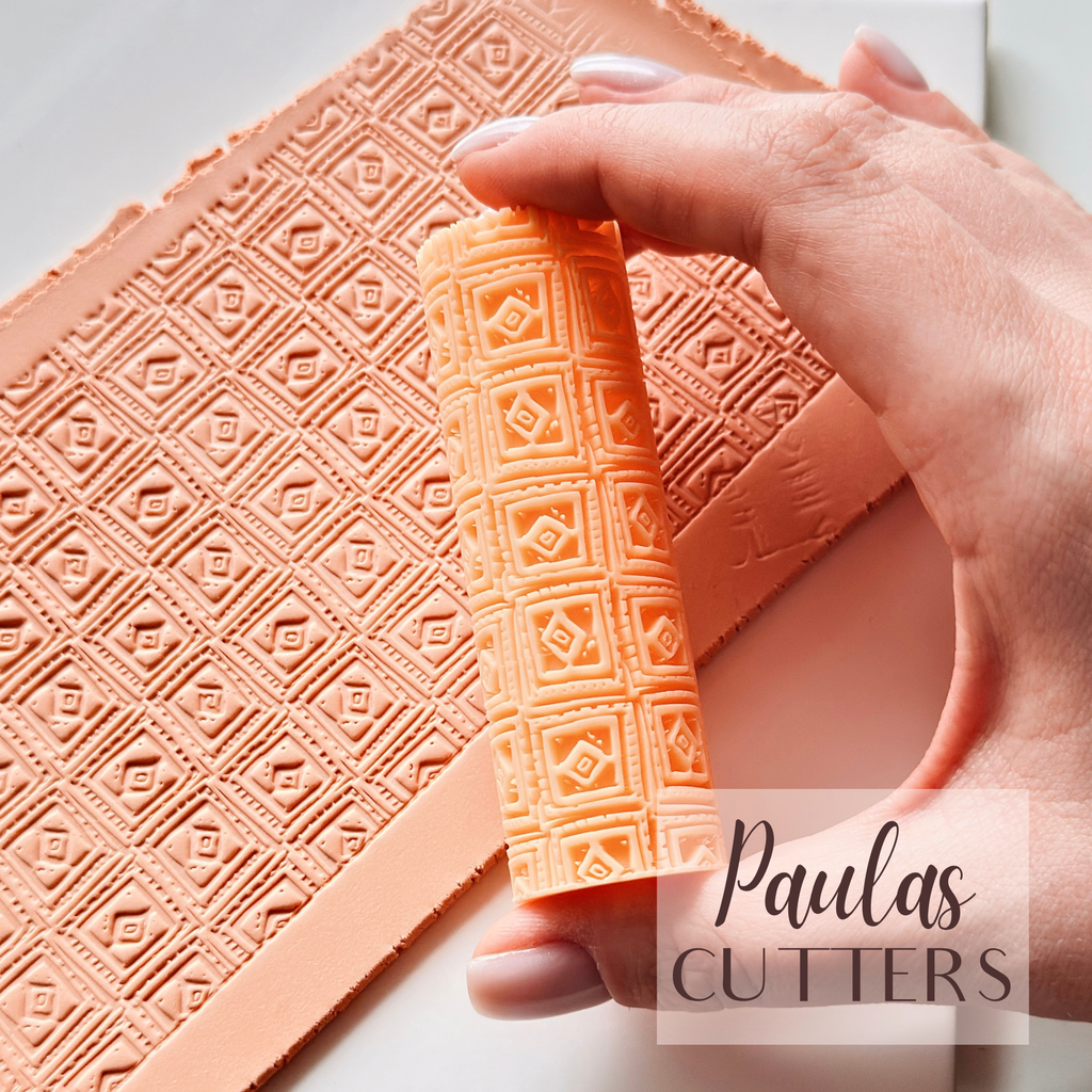 Rouleau à texture pour pâte polymère – Motif géométrique – R-159