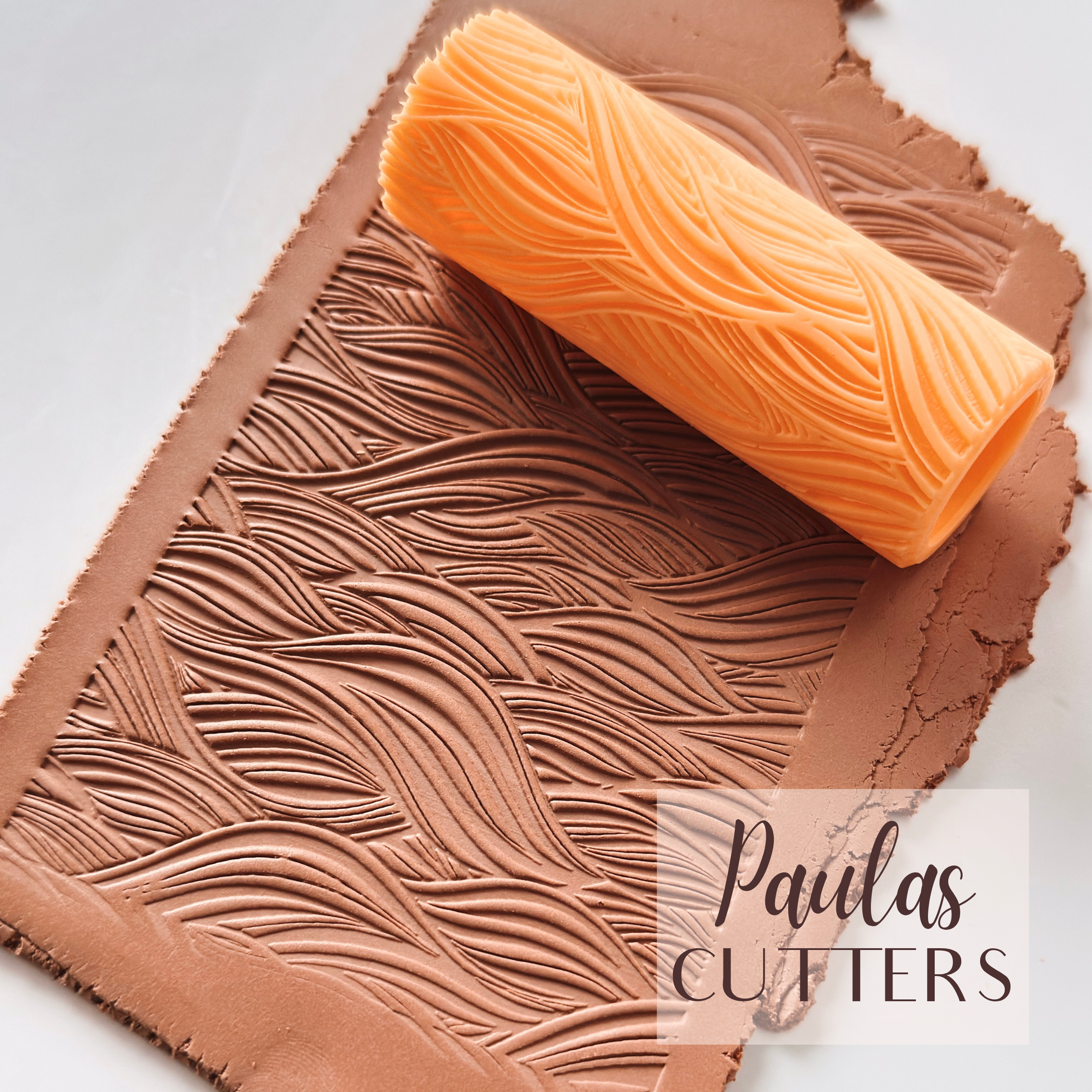 Rodillo texturizador para arcilla polimérica – Patrón de hojas fluidas orgánicas – Herramienta para arcilla para pendientes y joyería – R-346