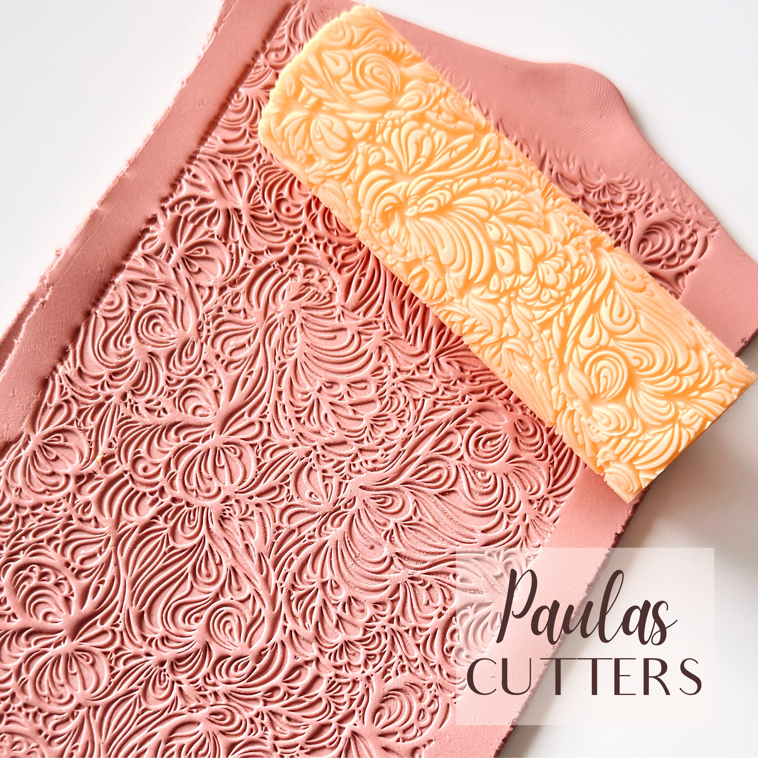 Rodillo Texturizador de Arcilla Polimérica – Diseño Floral Ornamental – Herramienta para Arcilla para Pendientes y Joyas – R-350