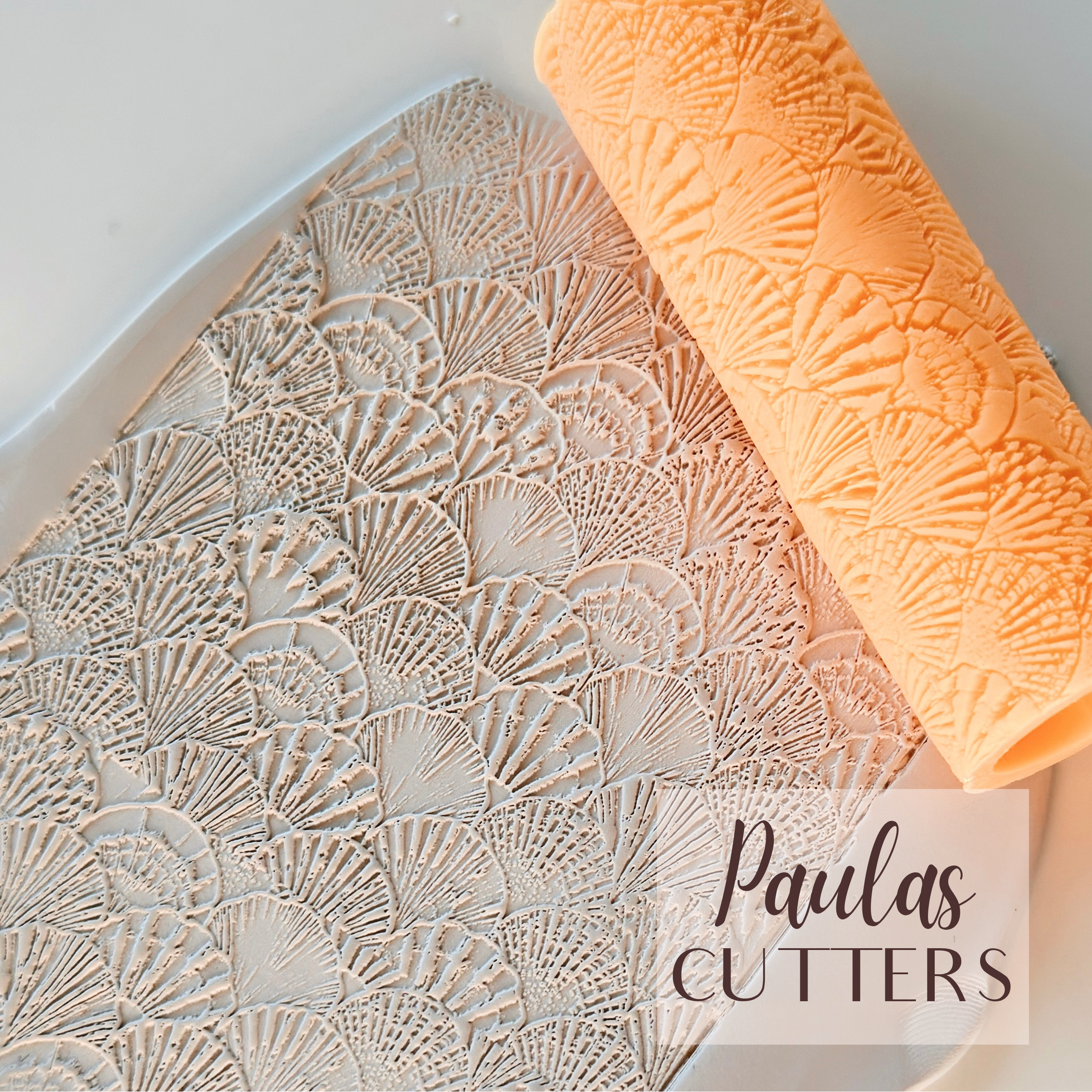 Rodillo Texturizador de Arcilla Polimérica – Diseño de Abanico de Concha – Herramienta para Arcilla para Pendientes y Joyería – R-352