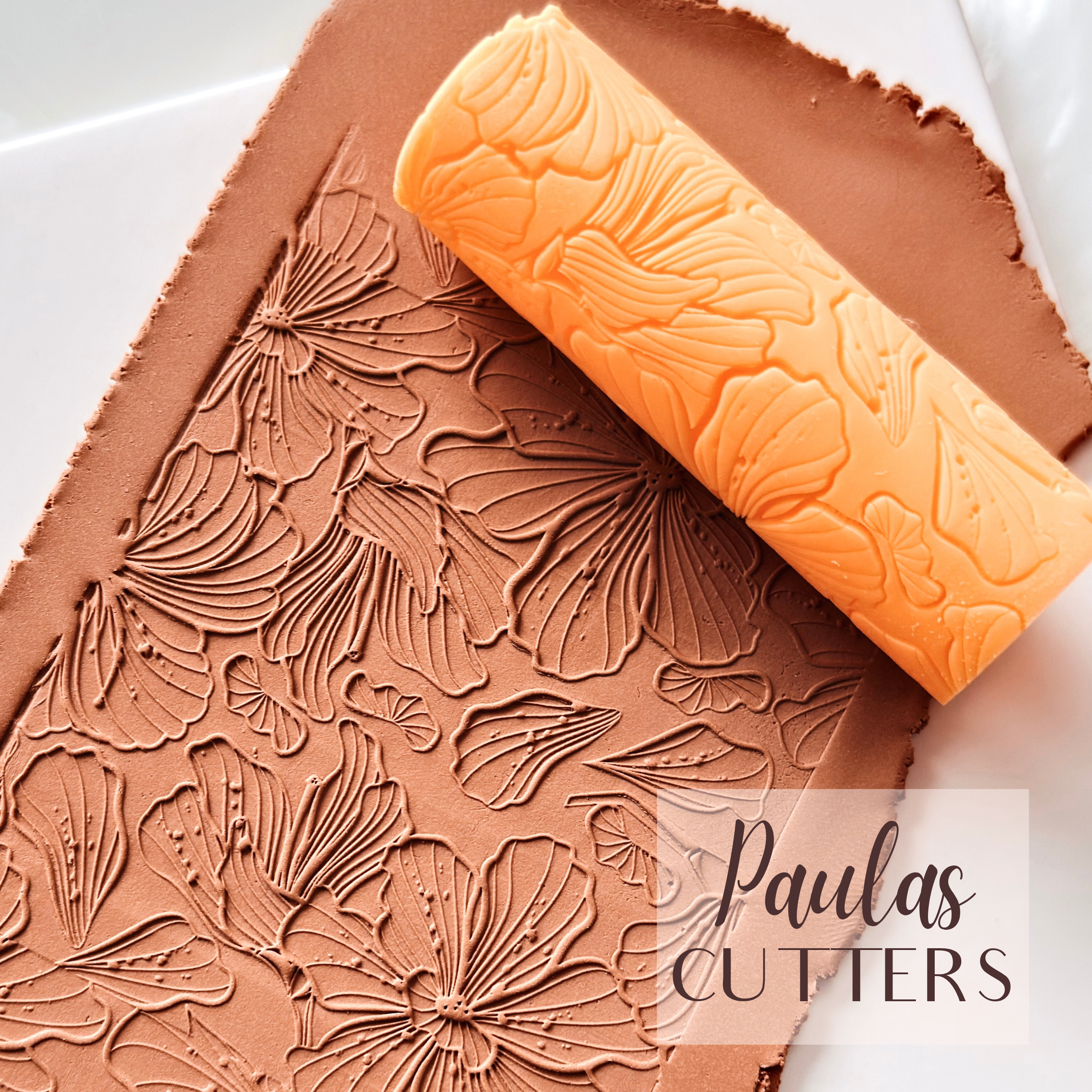 Rodillo texturizador de arcilla polimérica – Patrón de hojas botánicas – Herramienta de arcilla para pendientes y joyas – R-353