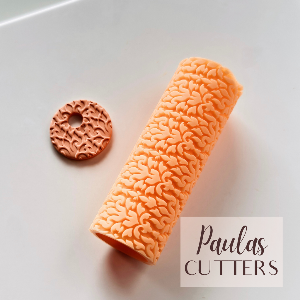 Rodillo texturizador de arcilla polimérica – Patrón de escamas geométricas – Herramienta de arcilla para pendientes y joyas – R-363
