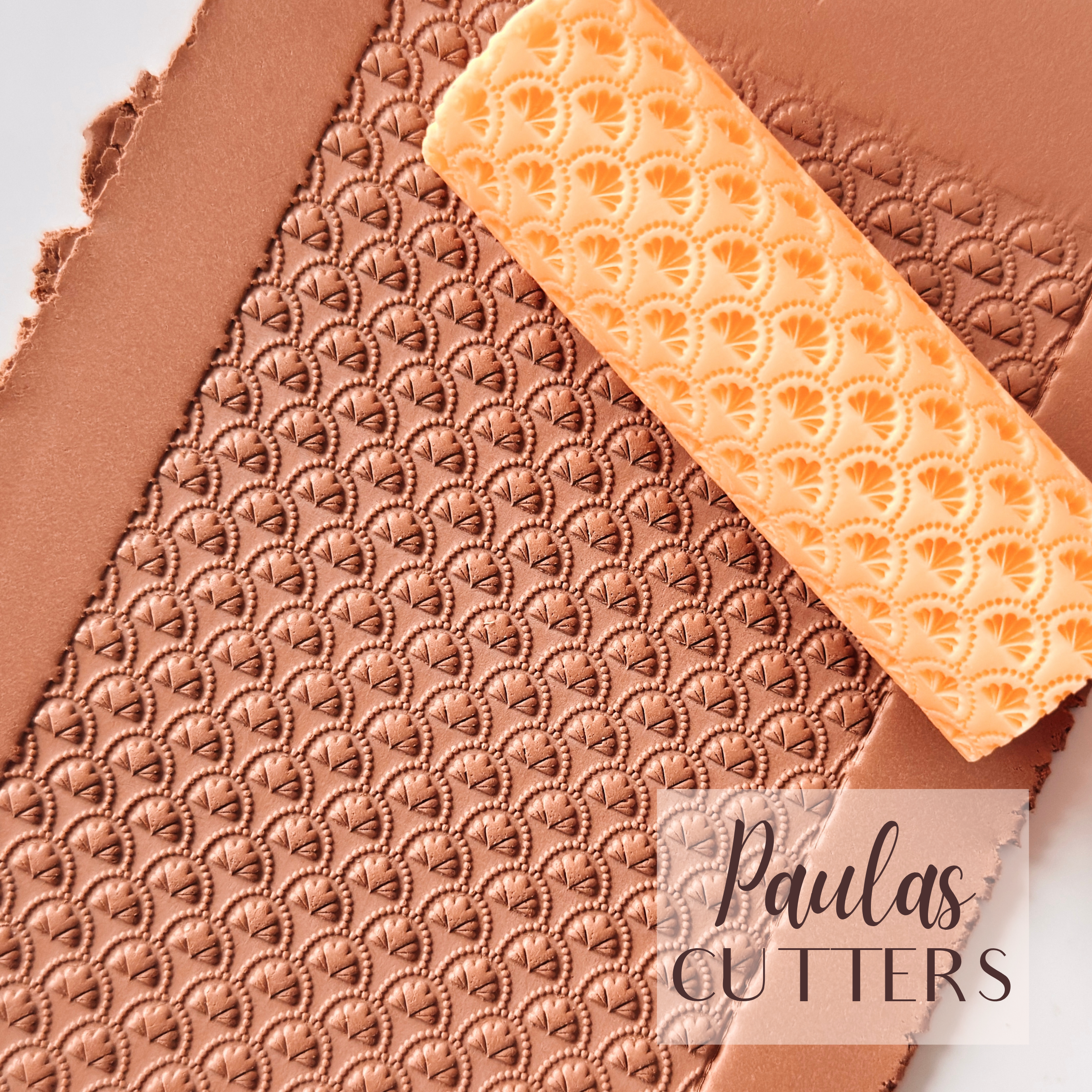 Rodillo texturizador de arcilla polimérica – Patrón de escamas geométricas – Herramienta de arcilla para pendientes y joyas – R-363