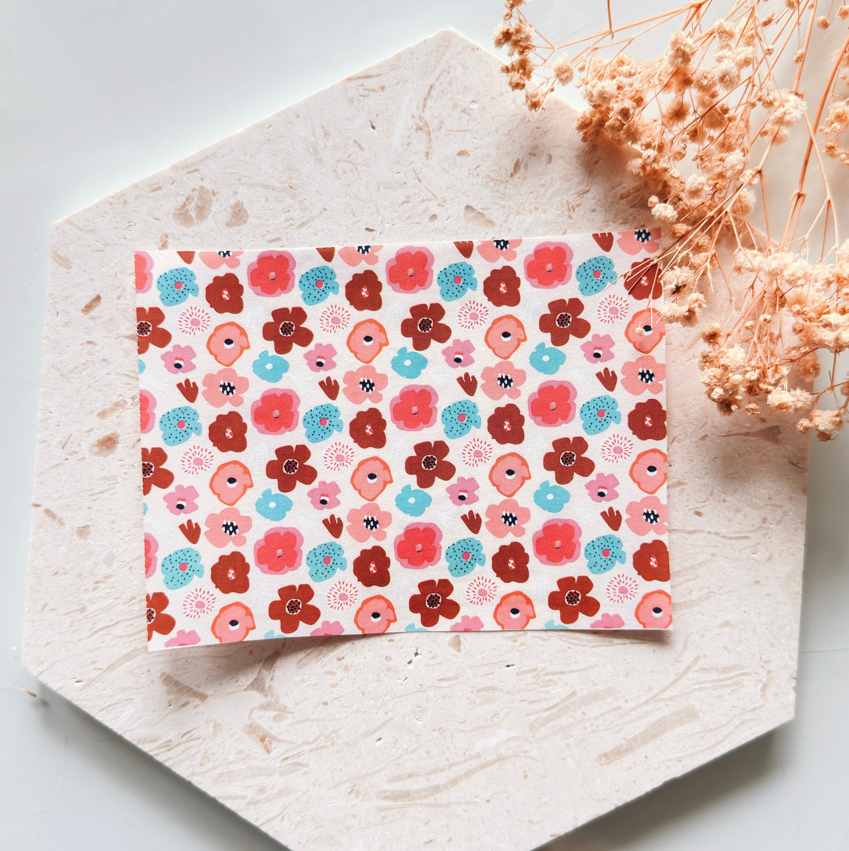 Polymer Clay Transfer Paper – Colorful Retro Ditsy Floral Pattern for Clay Earrings & DIY Jewelry – TP-563
