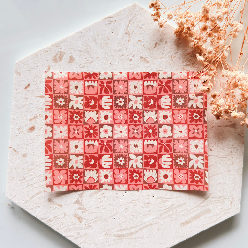 Polymer Clay Transfer Paper for Clay Earrings – Retro Floral Patchwork Tile Pattern Jewelry Texture – TP-568
