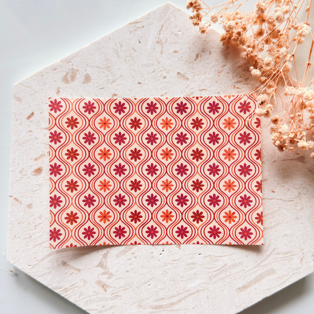 Polymer Clay Transfer Paper for Clay Earrings – Retro Daisy Lattice Pattern Texture Sheet Jewelry Making – TP-569