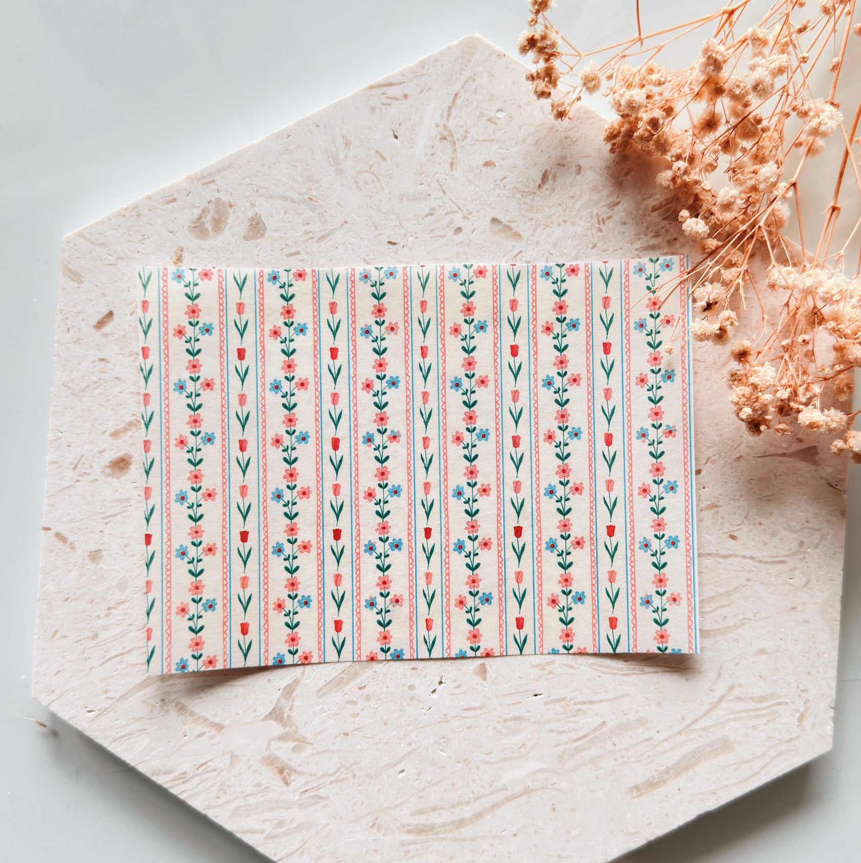 Polymer Clay Transfer Paper – Floral Stripe Pattern for Earrings & Jewelry Making – TP-580
